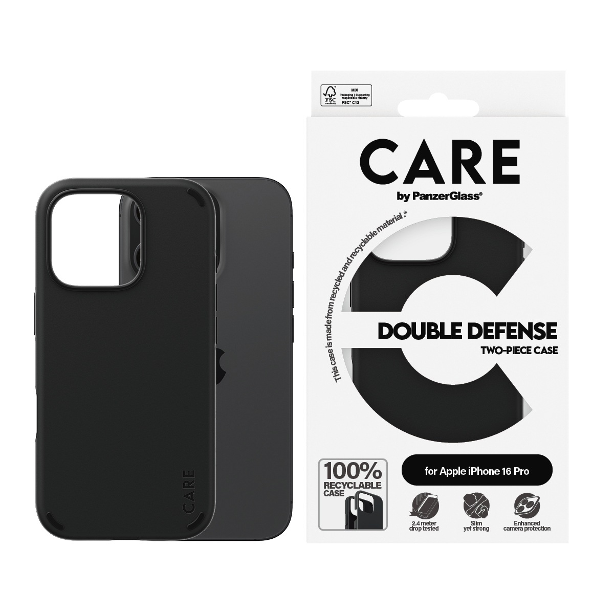 Image of CARE by PanzerGlass Handyhülle "Double Defence Case für Apple iPhone 16 Pro" Backcover, Schutzhülle, Handyschutzhülle, Case, Schutzcase, stossfest