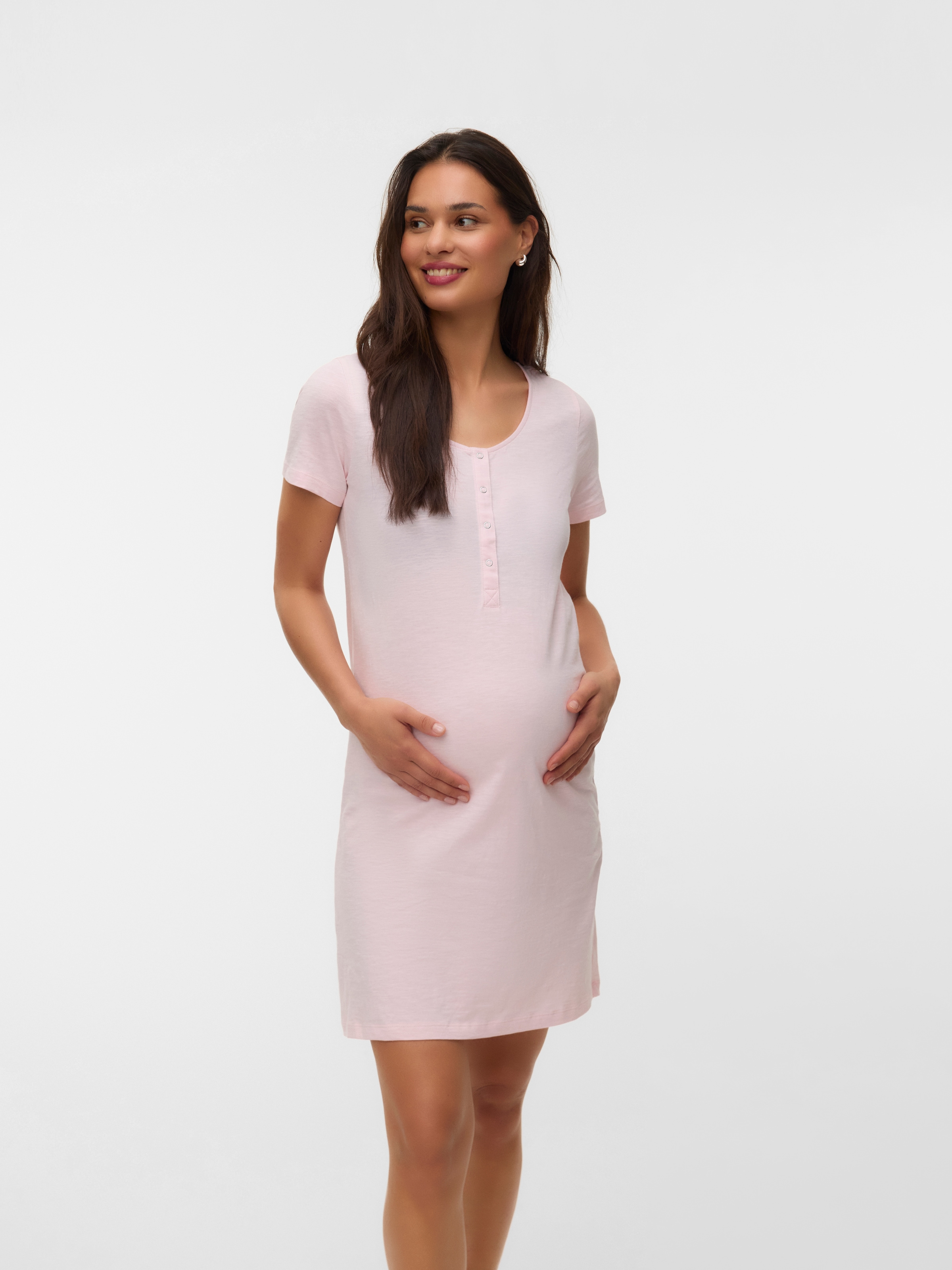 Mamalicious Chemise de nuit de grossesse »MLMIRA JRS NIGHTGOWN 2F 2-P NOOS« Paquet, 2 tlg. coupe genou, coupe ample, manches courtes, col rond