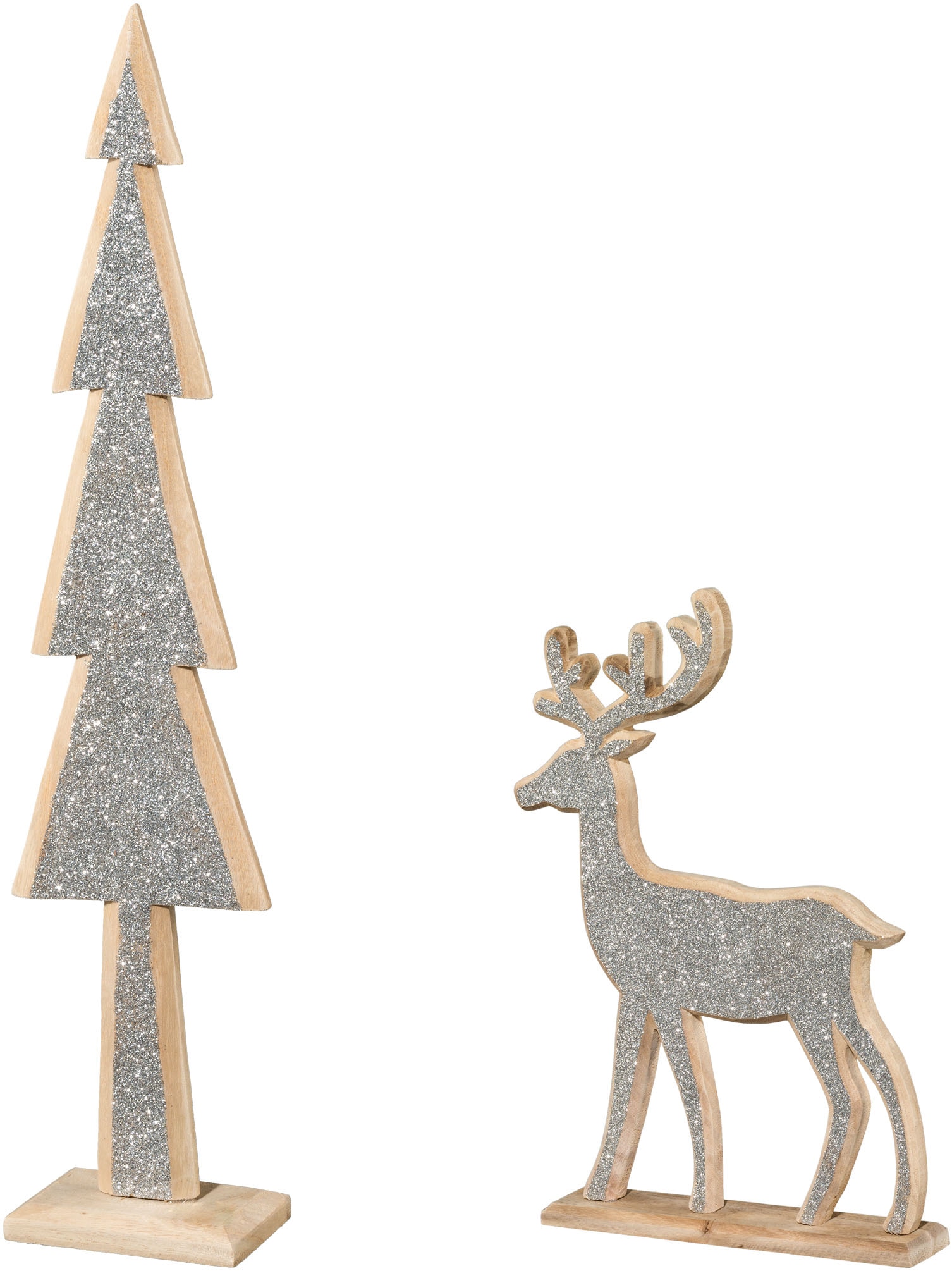 Image of Creativ home Weihnachtsfigur "Tannenbaum und Hirsch" mit Glitter