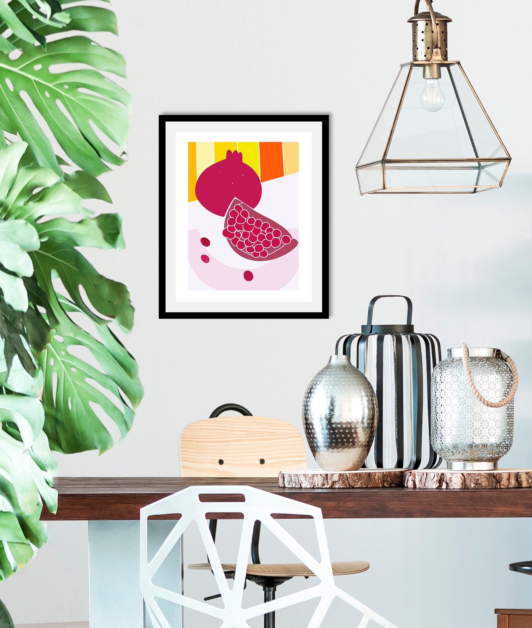 Image of queence Bild "Pomegranate" Abstrakt Essen Figuren Kunst Lebensmittel Obst Obst Bilder 1 Stk. tlg. gerahmt