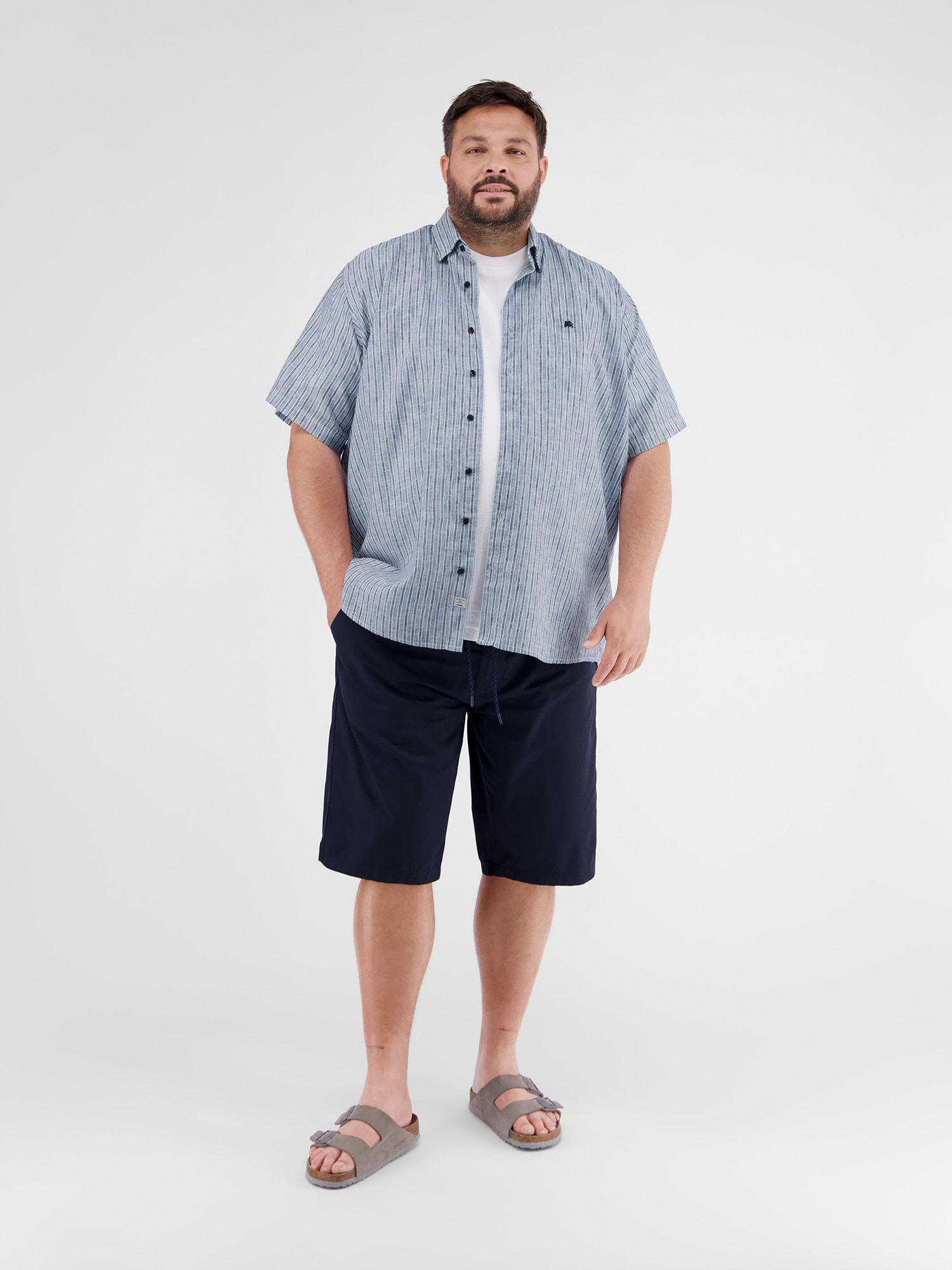 LERROS Chemise à manches courtes »Gestreiftes Herrenhemd in Grossen Grössen«