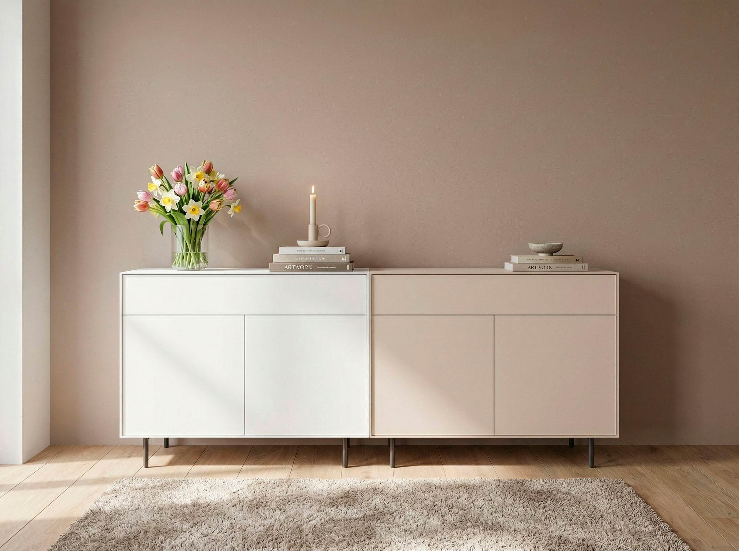 LeGer Home by Lena Gercke Table basse »Essentials, Kommode, Anrichte, Kombikommode, Schrank mit Metallfüssen« Breite: 111 cm, UV lackiert, Push-to-open-Funktion