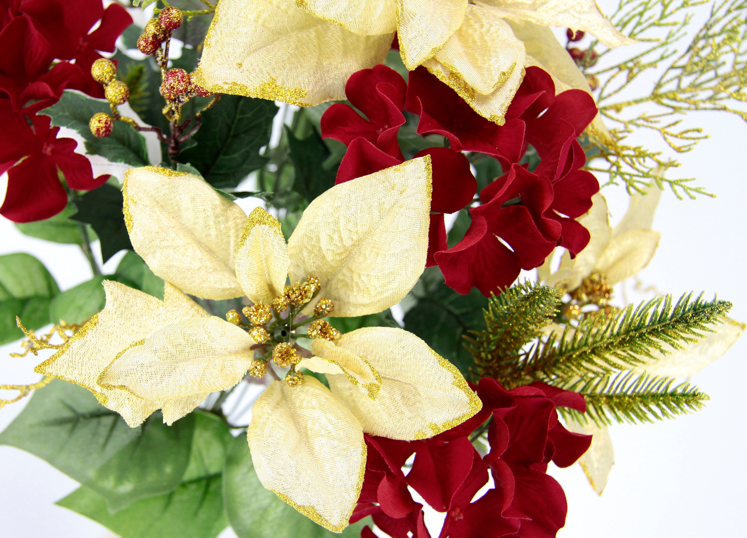 I.GE.A. Kunstblumenstrauss »Bouquet Poinsettia/Hortensie«, Weihnachtsstern Christstern Weihnachtsdeko Kunstblume Sträusse