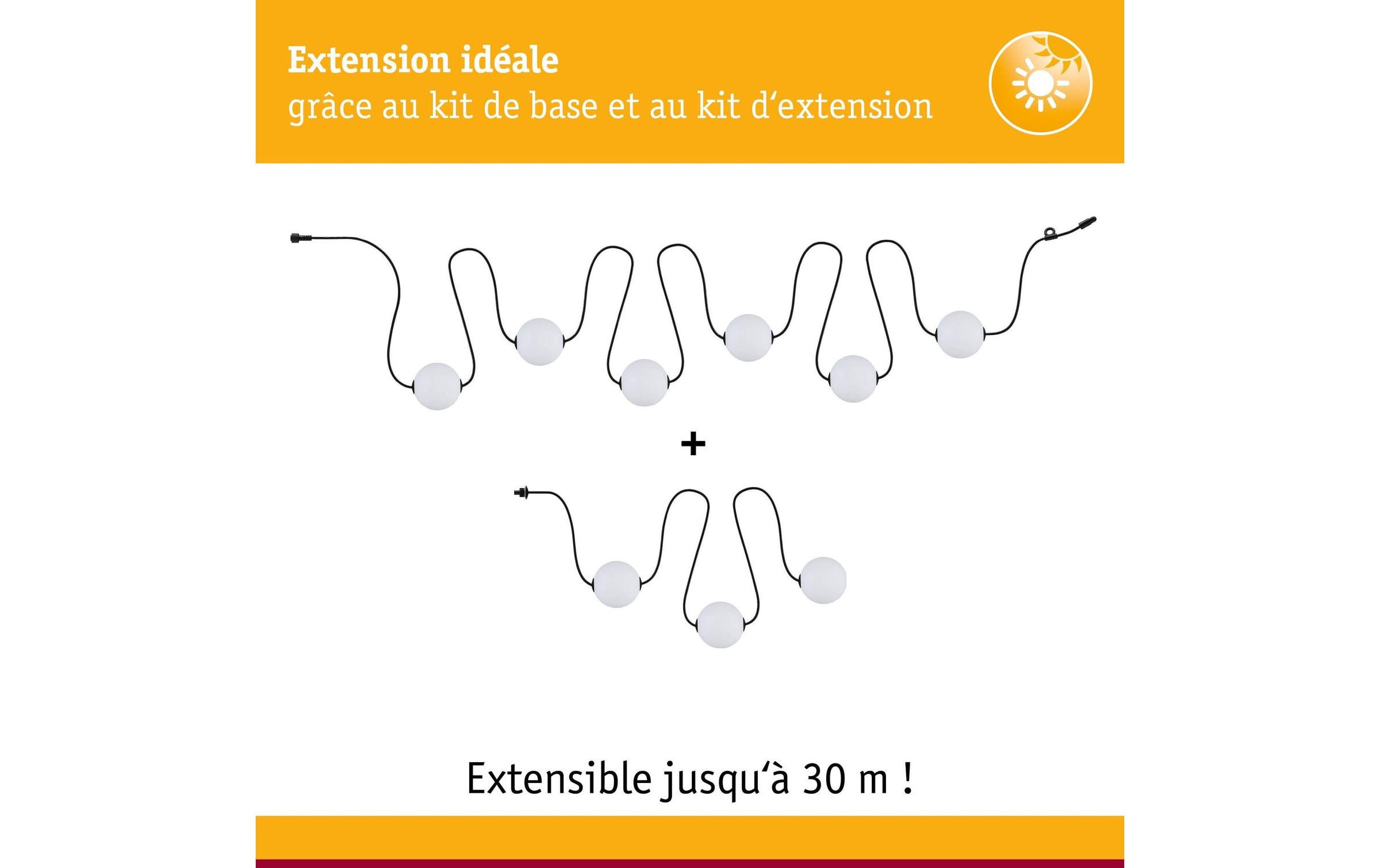 Paulmann Guirlande lumineuse LED »Naima IP67 3000K 5,8m 6x60lm Schwarz« 6 cuis-flammig spritzwassergeschützt