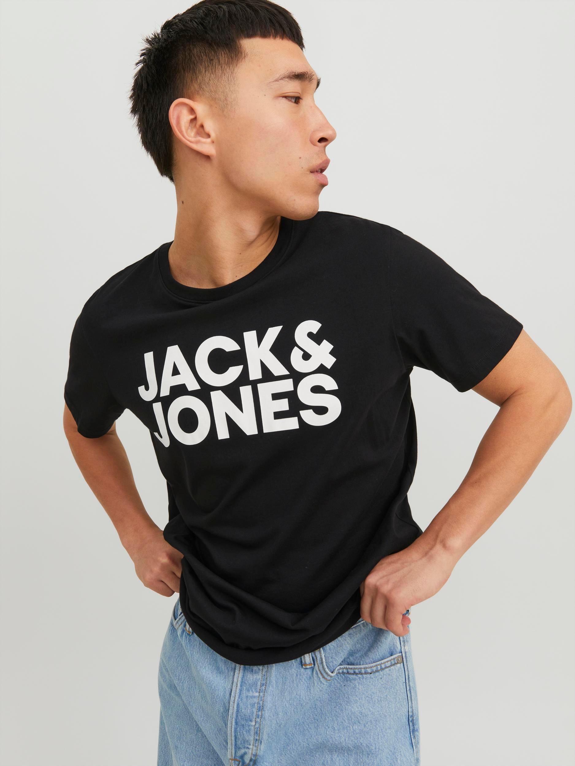 Jack & Jones Rundhalsshirt »JJECORP mit Logo-Print und klassischem Rundhals«, mit Rundhalsausschnitt
