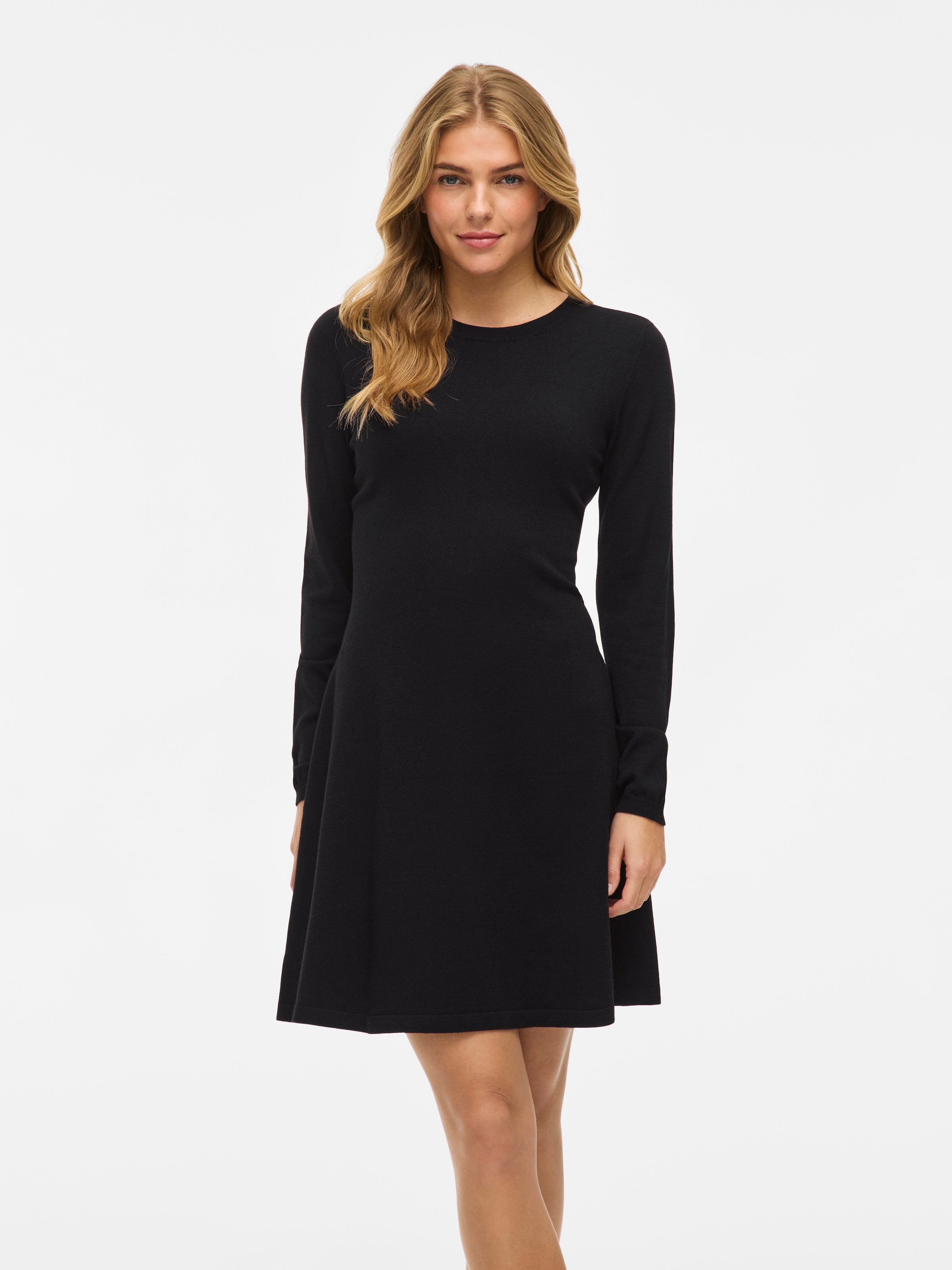 Image of Vila Strickkleid "VICOMFY A-LINE O-NECK KNIT DRESS - NOOS" Materialmix, normal geschnitten