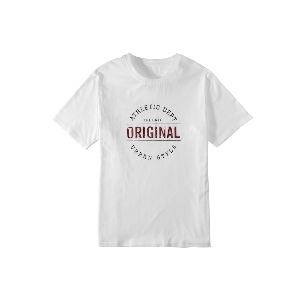 John Devin T-Shirt »Regular Fit,«, Kurzarm, Freizeitshirt mit Rundhals, Frontprint, reine Baumwolle
