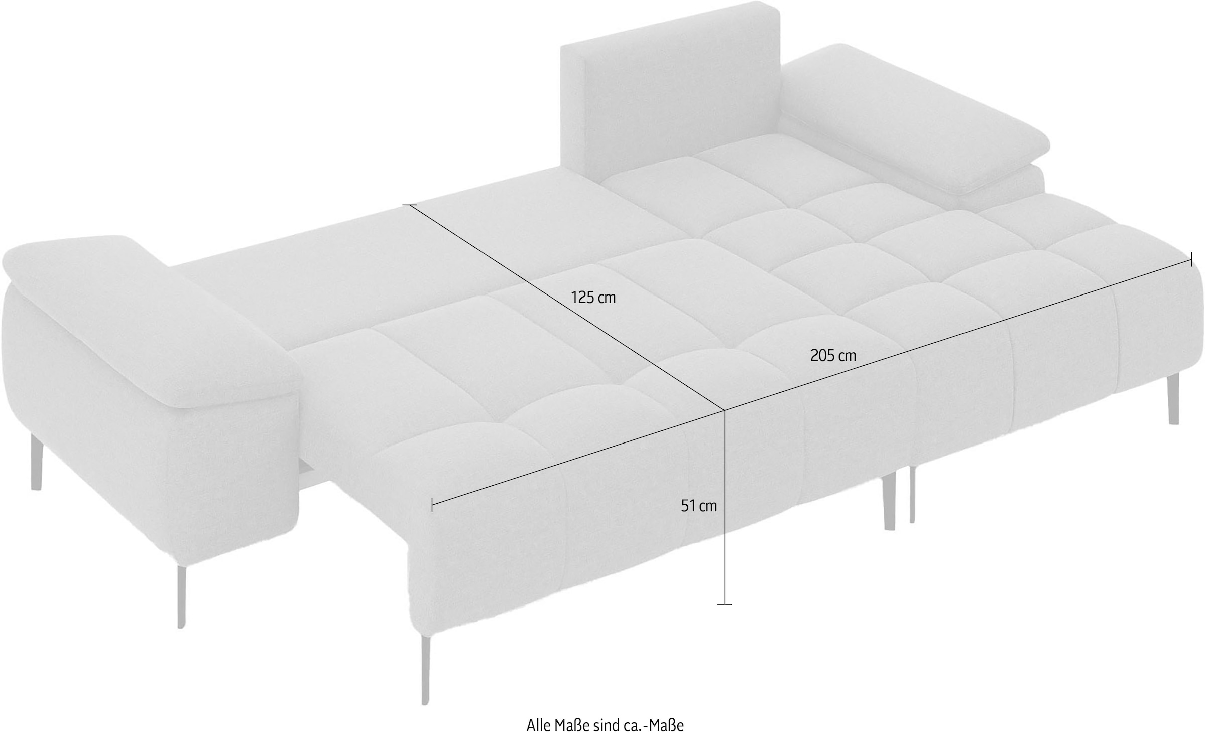 INOSIGN Ecksofa »DROMARA Schlafsofa mit Bettkasten, Masse: B/T/H 277/141/91 cm«, L-Form mit Recamiere rechts/links bestellbar, Wellenunterfederung
