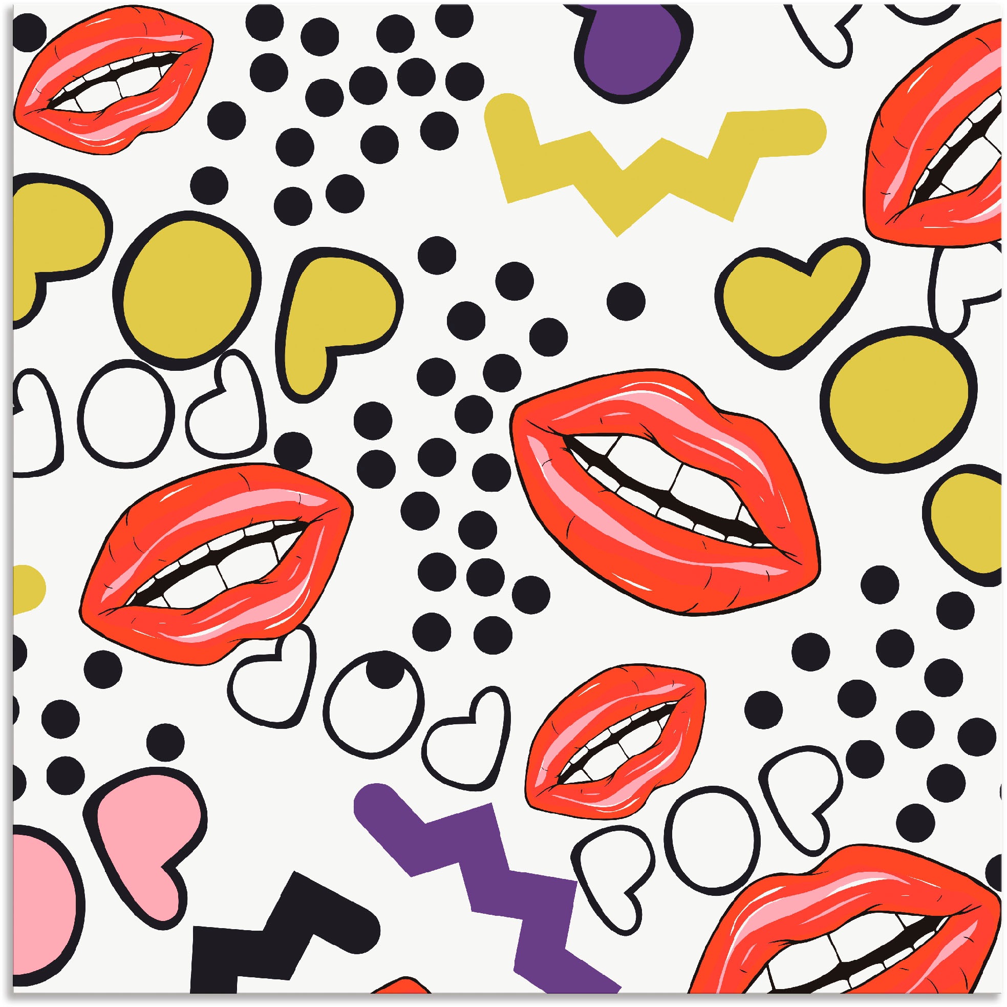 Image of Artland Wandbild »Mund mit Pop-Art«, Muster, (1 St.), in vielen Grössen & Produktarten - Alubild / Outdoorbild für den Aussenbereich, Leinwandbild, Poster, Wandaufkleber / Wandtattoo auch für Badezimmer geeignet bei Ackermann Versand Schweiz