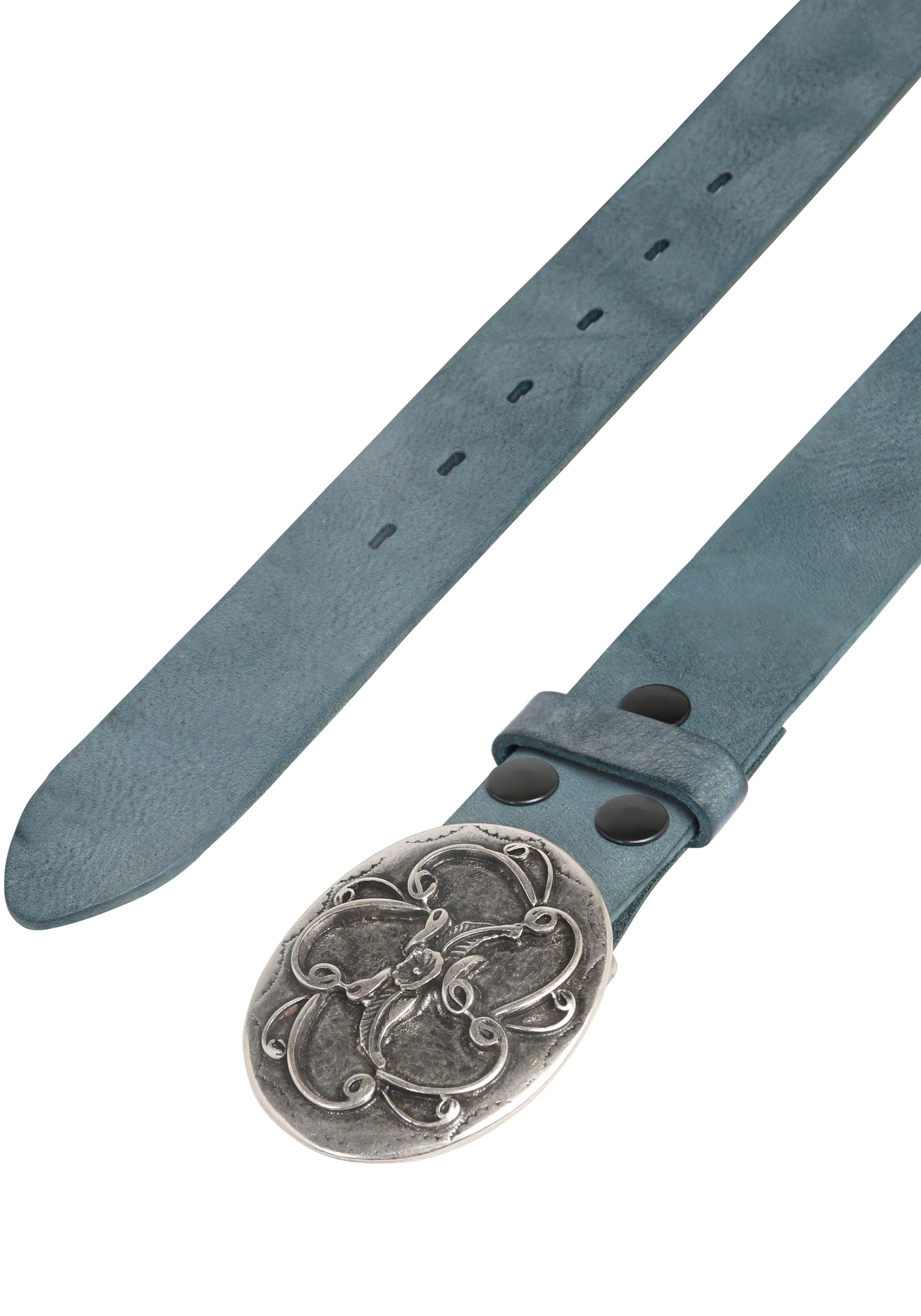 Rettungsring Gürtel Ceinture en cuir mit austauschbarer Schliesse »Blume Schnörkel«