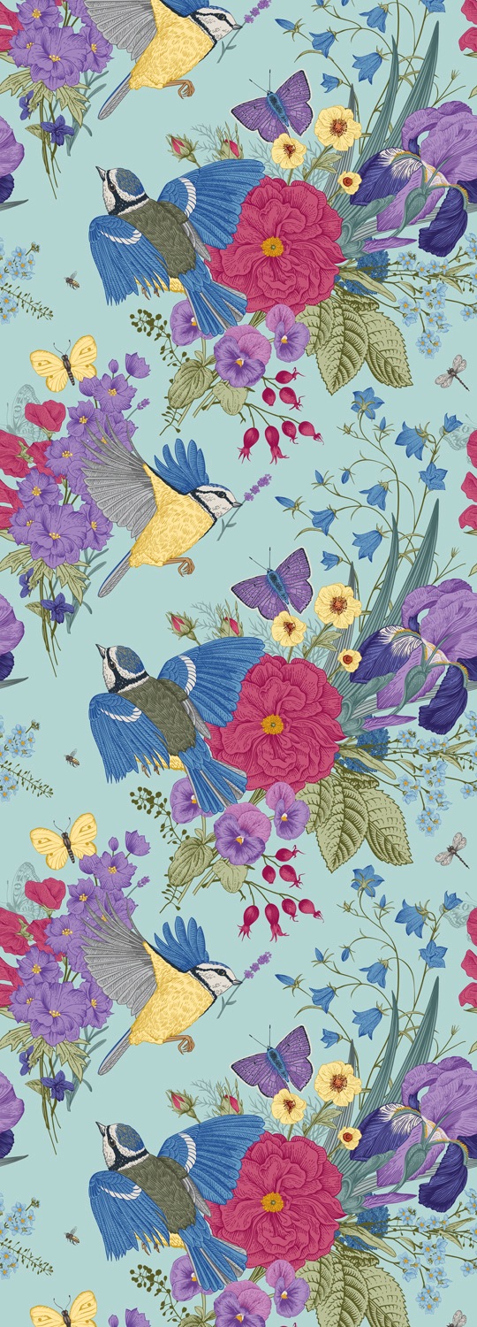 Image of queence Vinyltapete "Nika" Motiv bedruckt botanisch floral gemustert natürlich glatt 90x250cm, selbstklebend, kinderleichte Anbringung, Sticker