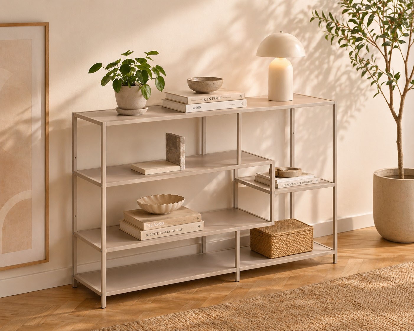 ACTONA GROUP Bücherregal »Seaford - Mehrzweckregal & Raumteiler, modern, Metall« 114x35x78 cm,  Asymmetrisch, stabil & viel Stauraum, zeitloses Design, 6 Regalböden