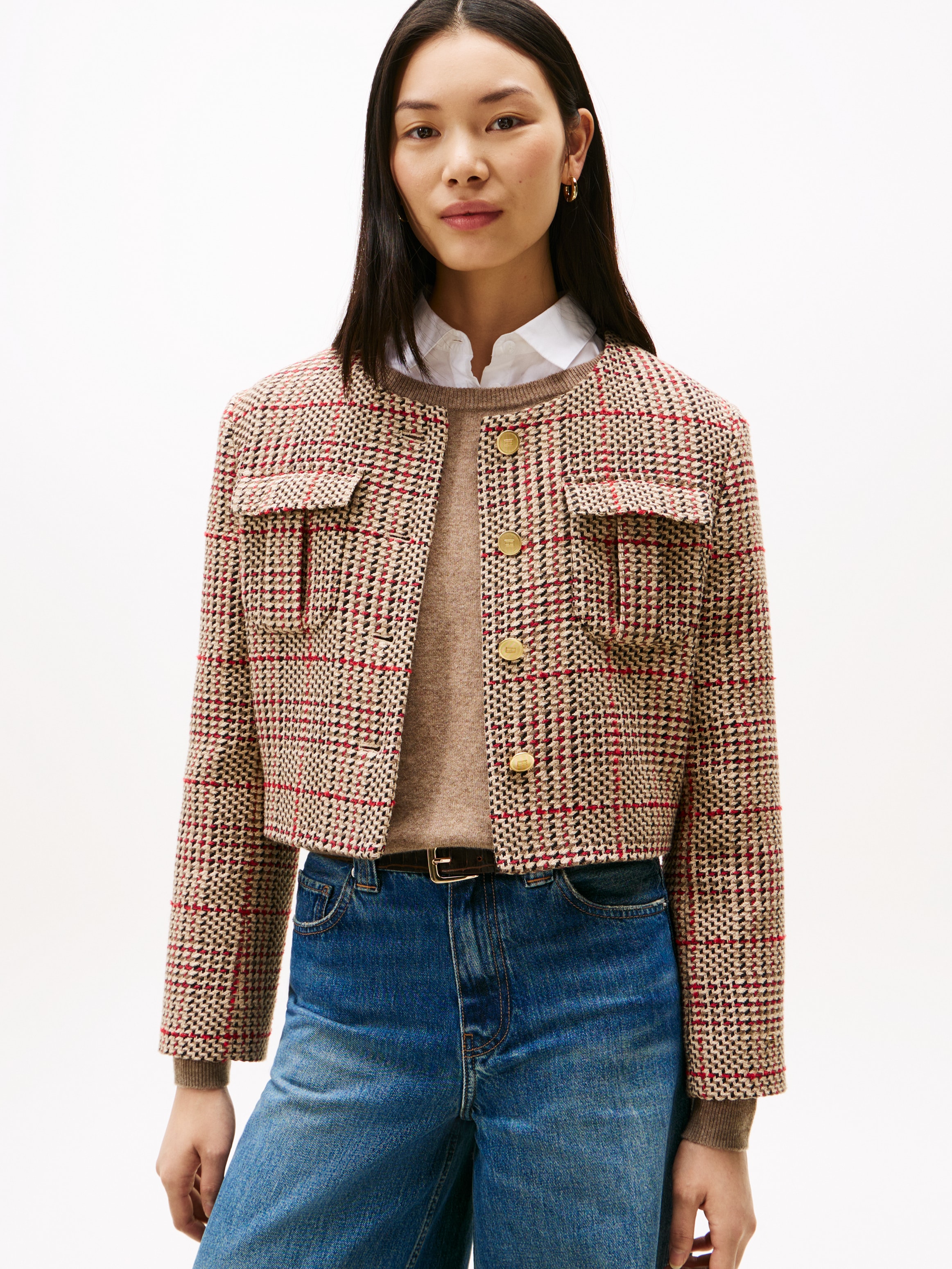Image of Tommy Hilfiger Kurzblazer "TWEED LADY JACKET" mit Wolle