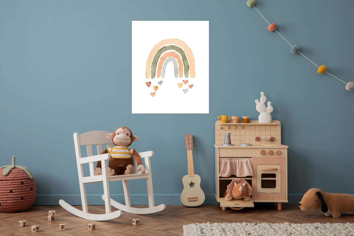 Image of Lüttenhütt Bild mit Rahmen "oder Poster, Bunter Regenbogen mit Herzen" Fantasy Herz Herzen Regenbogen 1 Stk. tlg. HD Premium Druck