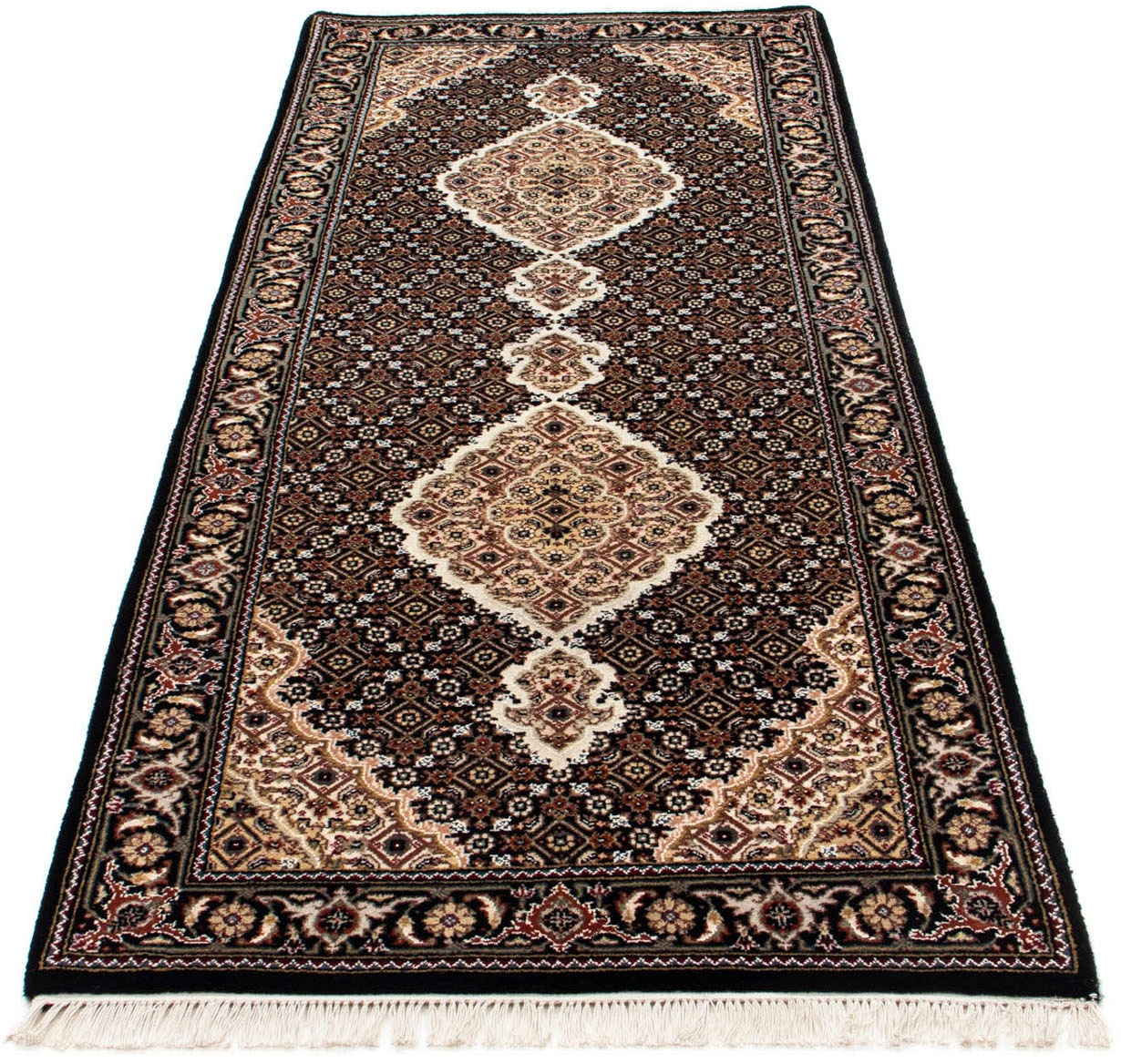 Image of morgenland Hochflor-Läufer »Täbriz Medaillon Blu scuro 201 x 84 cm«, rechteckig, 0,8 mm Höhe, Handgeknüpft bei Ackermann Versand Schweiz