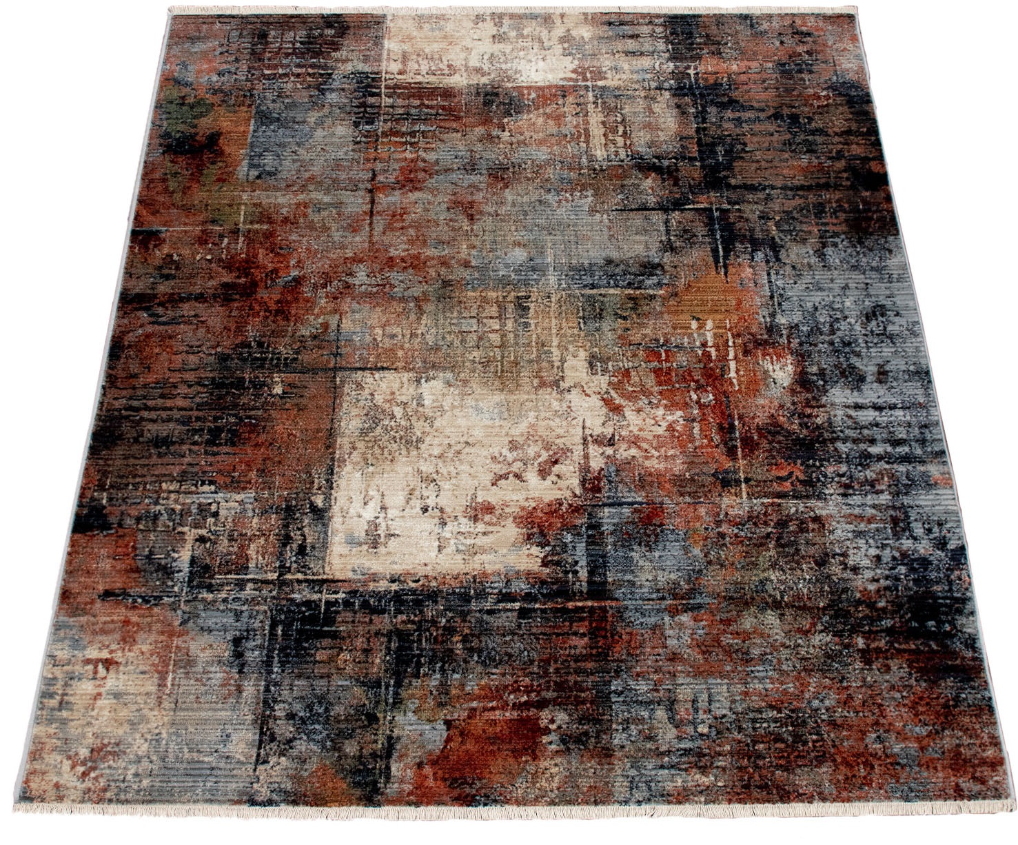 Image of Paco Home Teppich »Sena 457«, rechteckig, 7 mm Höhe, Kurzflor, modernes abstraktes Design, mit Fransen, ideal im Wohnzimmer & Schlafzimmer bei Ackermann Versand Schweiz