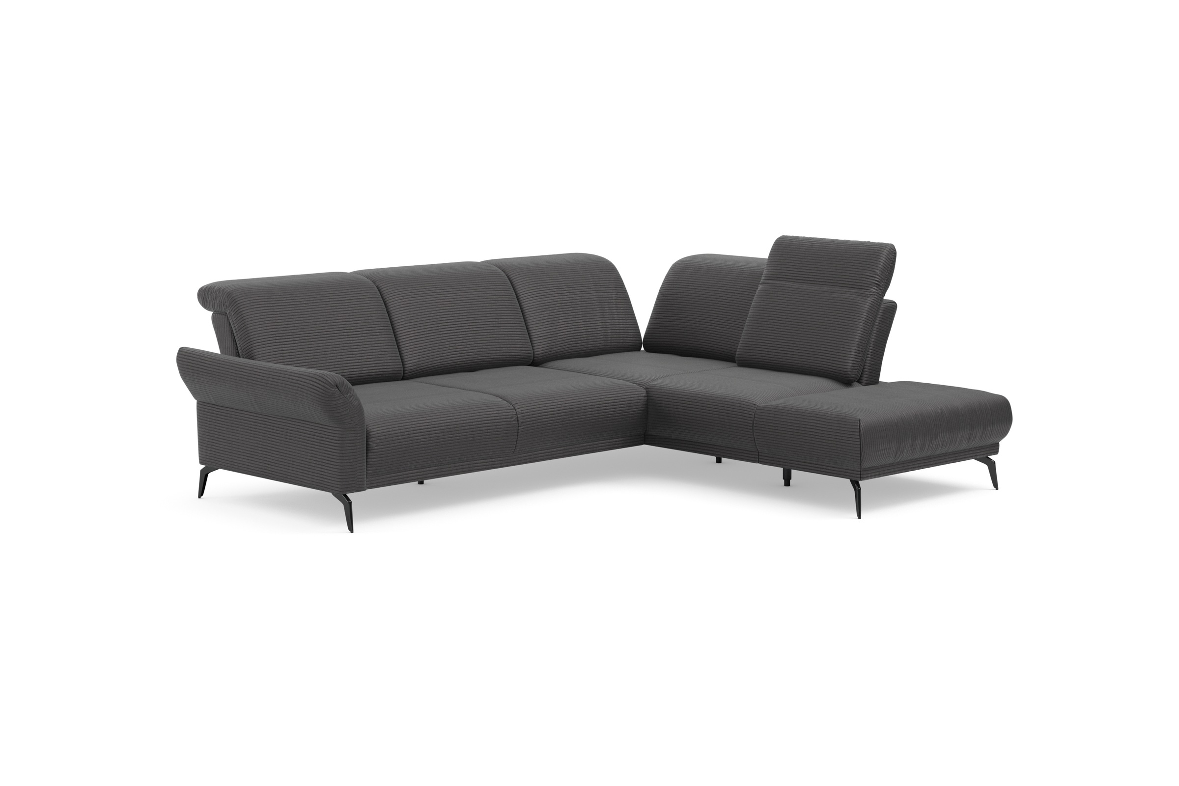 INOSIGN Ecksofa »Coco L-Form«, Sitztiefen-, Arm- und Kopfteilverstellung, Cord-Bezug, Fusshöhe 15 cm
