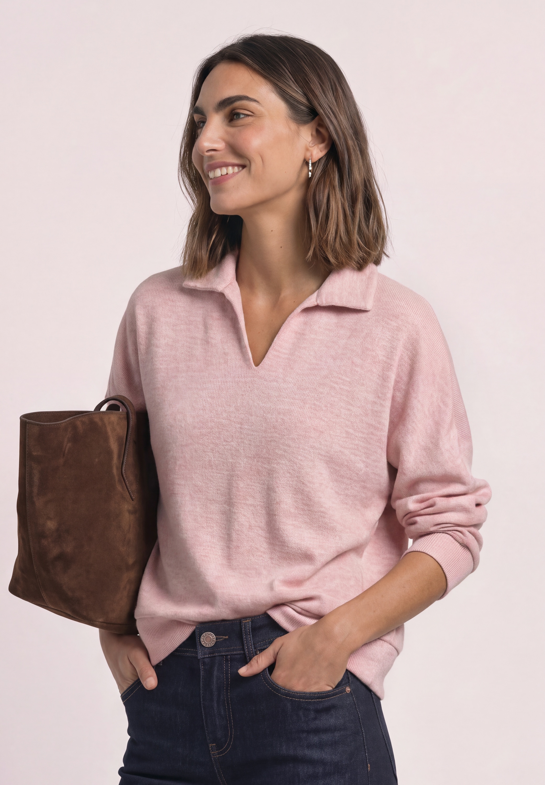 Image of STREET ONE Langarm-Poloshirt mit Polokragen / Im Melange-Look