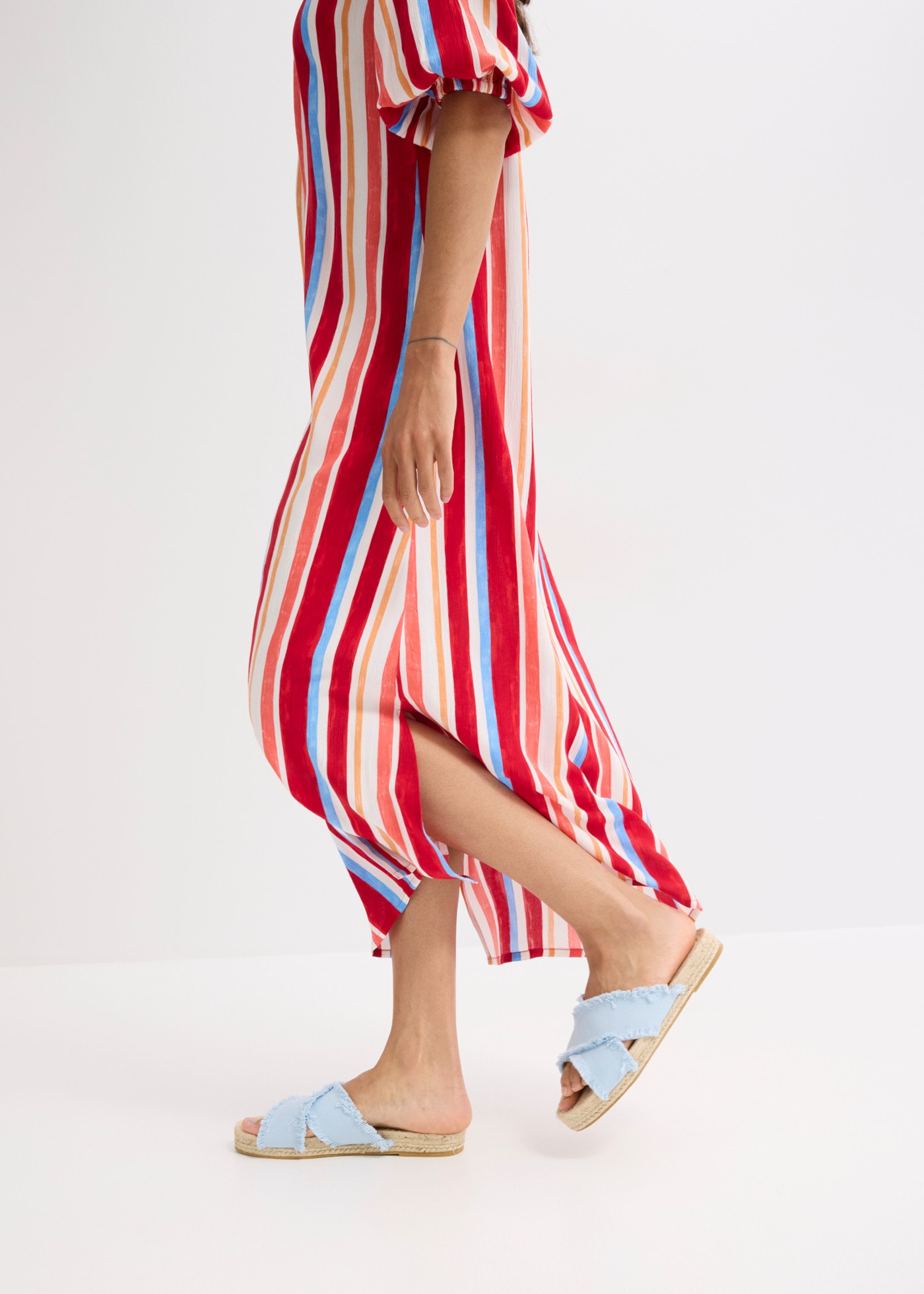 bonprix Tunikakleid aus Viskose, mit Knopfleiste, Loose Fit, gestreift