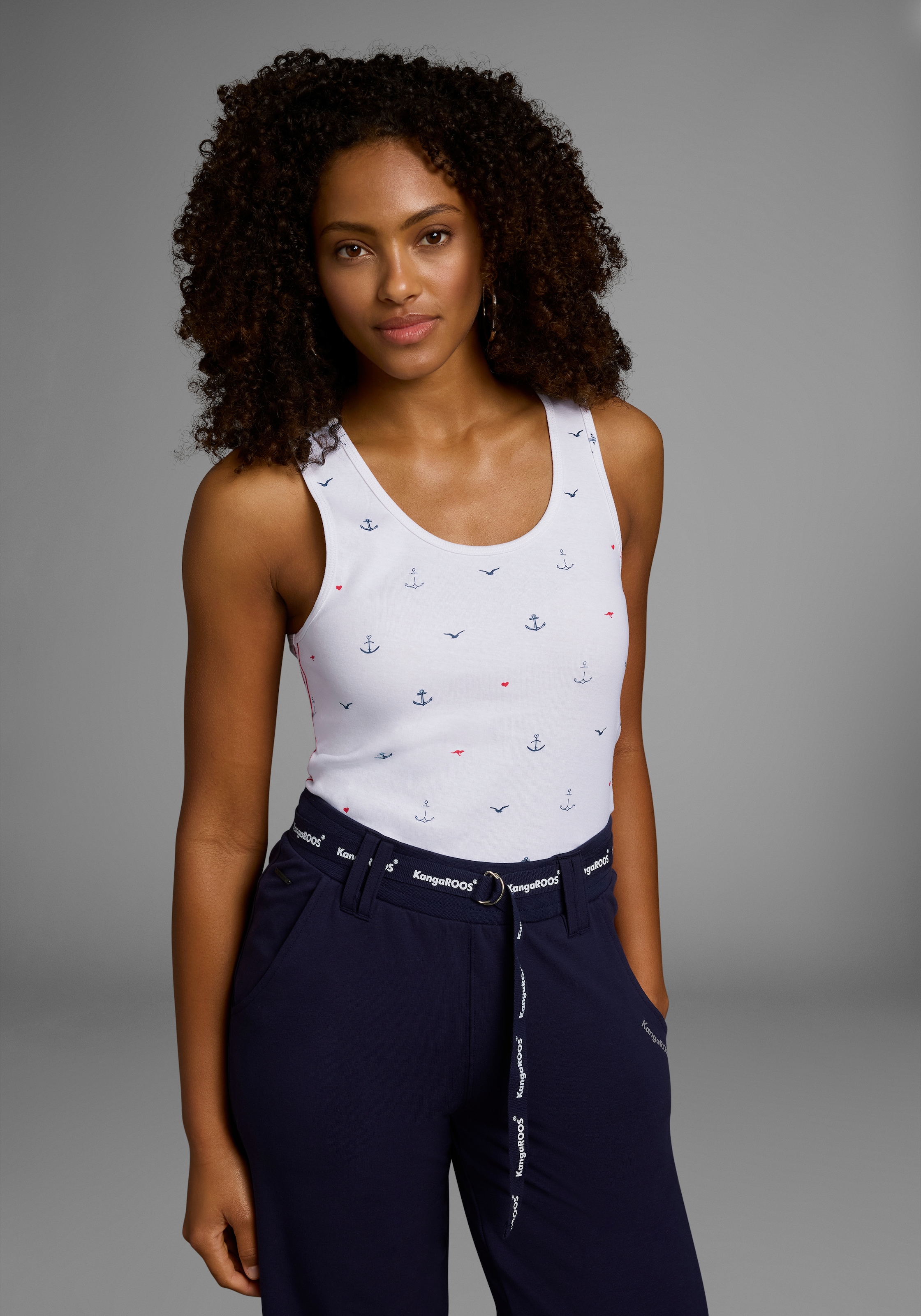 KangaROOS Ripptanktop, (Packung, 2 tlg., 2-er Pack), im Doppelpack - 1x uni + 1x bedruckt