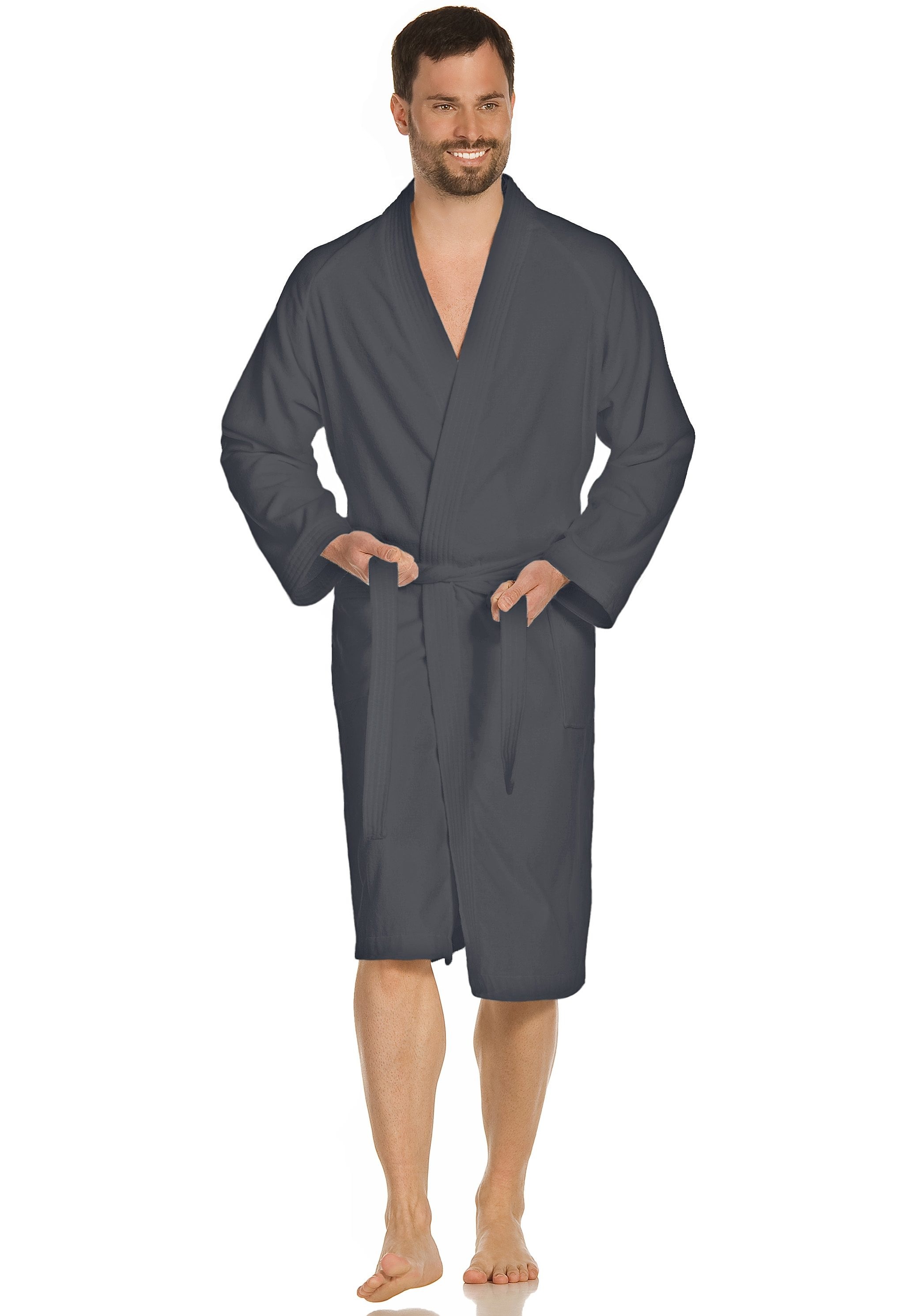 Image of Vossen Unisex-Bademantel "Dallas, ideal für Sauna & Spa, Hotelbademantel, Morgenmantel" 1 Stk. für Damen & Herren, reine Baumwolle, mit Kimono-Kragen