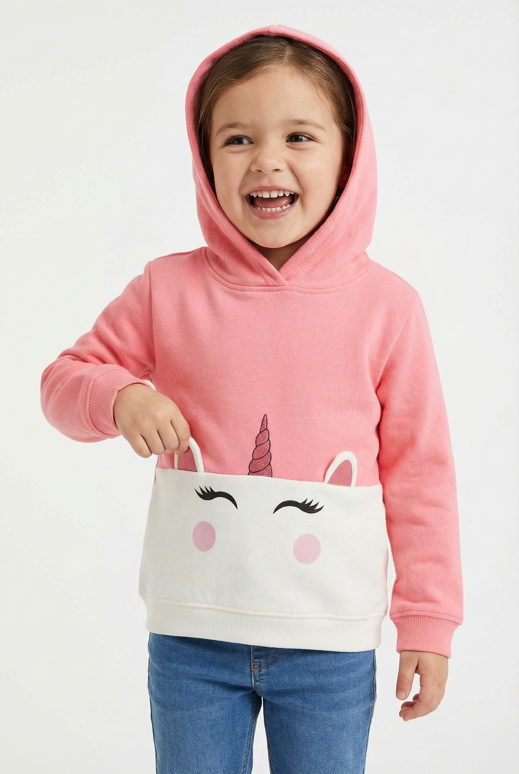 Image of Blue Seven Kapuzensweatshirt, mit süssem Einhorn-Motiv mit bewegter Applikation