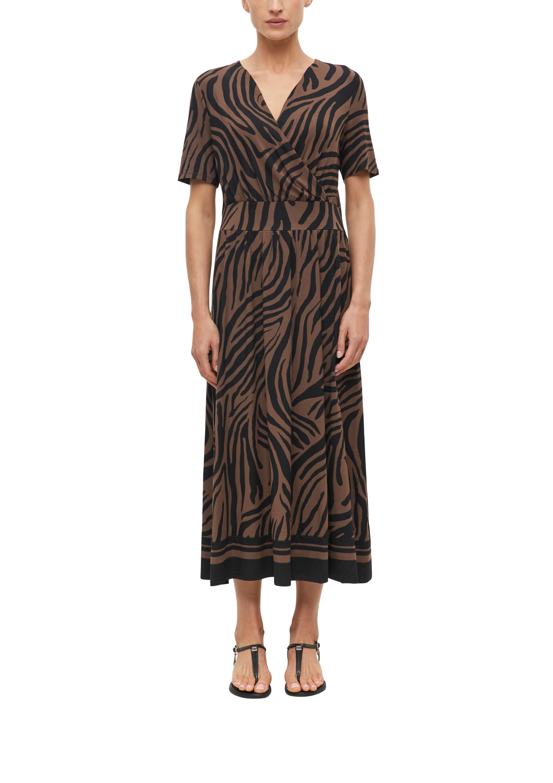 s.Oliver BLACK LABEL Blusenkleid Ohne Taschen Sommerkleid mit Animal-Print