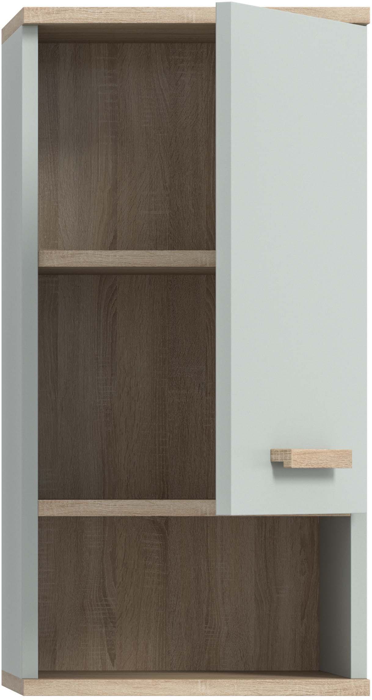 welltime Armoire suspendue »MINTTU, Höhe 68 cm, 1 Tür, 1 Einlegeboden, 1 offenes Fach« Charnière montable à droite ou à gauche,  Meuble de salle de bain, armoire de salle de bain, armoire, salle de bain, armoire murale