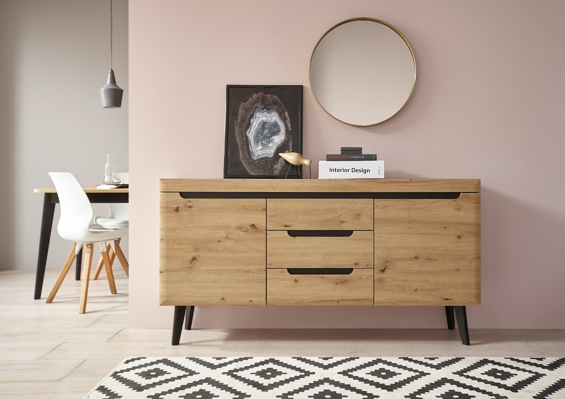 INOSIGN Sideboard »Sideboard Torge, Anrichte im skandinavischen Design, Kommode«, (1 St.), abgeschrägte Füsse; in zwei Farben und Grössen erhältlich