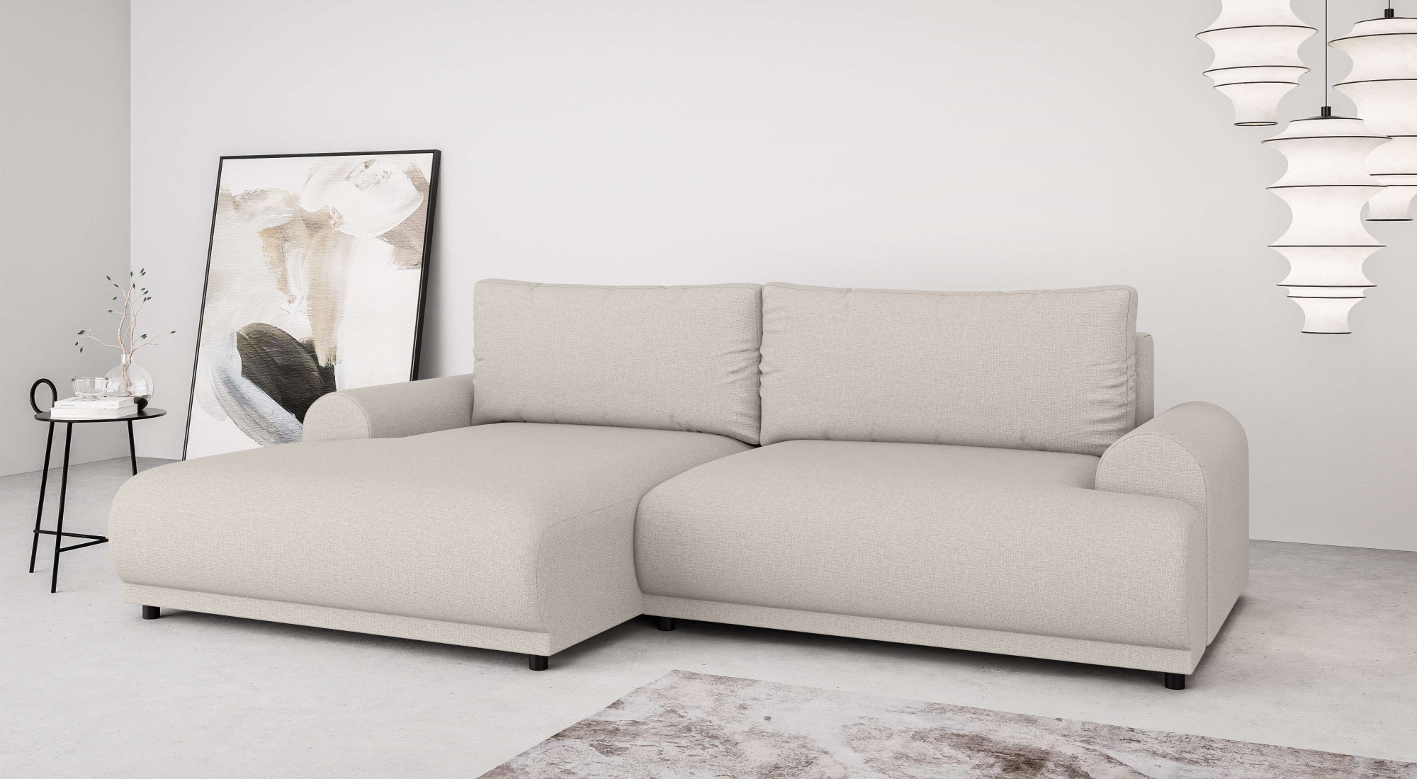 Image of Home affaire Ecksofa "Marsby, mit Bettfunktion und Bettkasten, Masse: B/H/T 242/65/145 cm" L-Form mit Wellenunterfederung, Recamiere links oder rechts bestellbar
