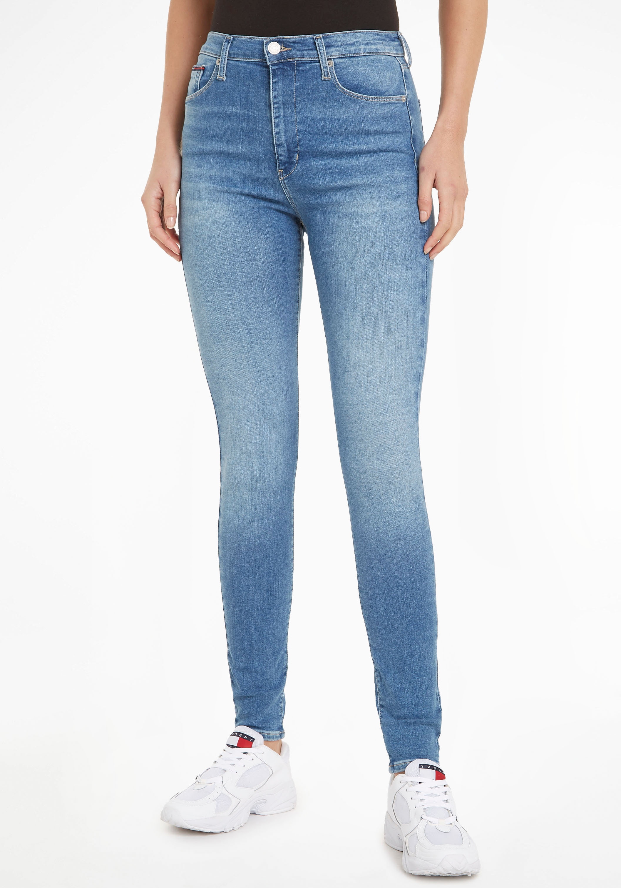 Jeans »Sylvia«, bestellen mit Logo-Flag Tommy Jeans Tommy Skinny-fit-Jeans ♕ versandkostenfrei gestickter