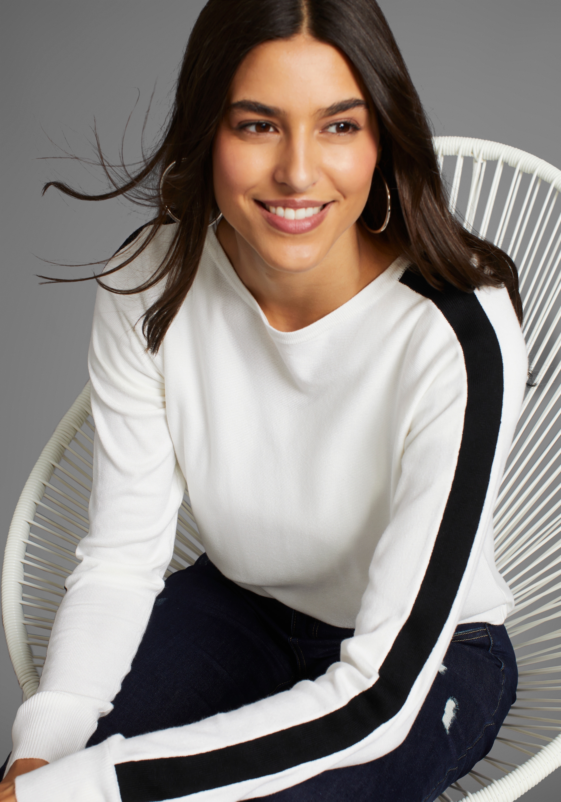 Image of Laura Scott Strickpullover mit farblich abgesetzten Kontraststreifen