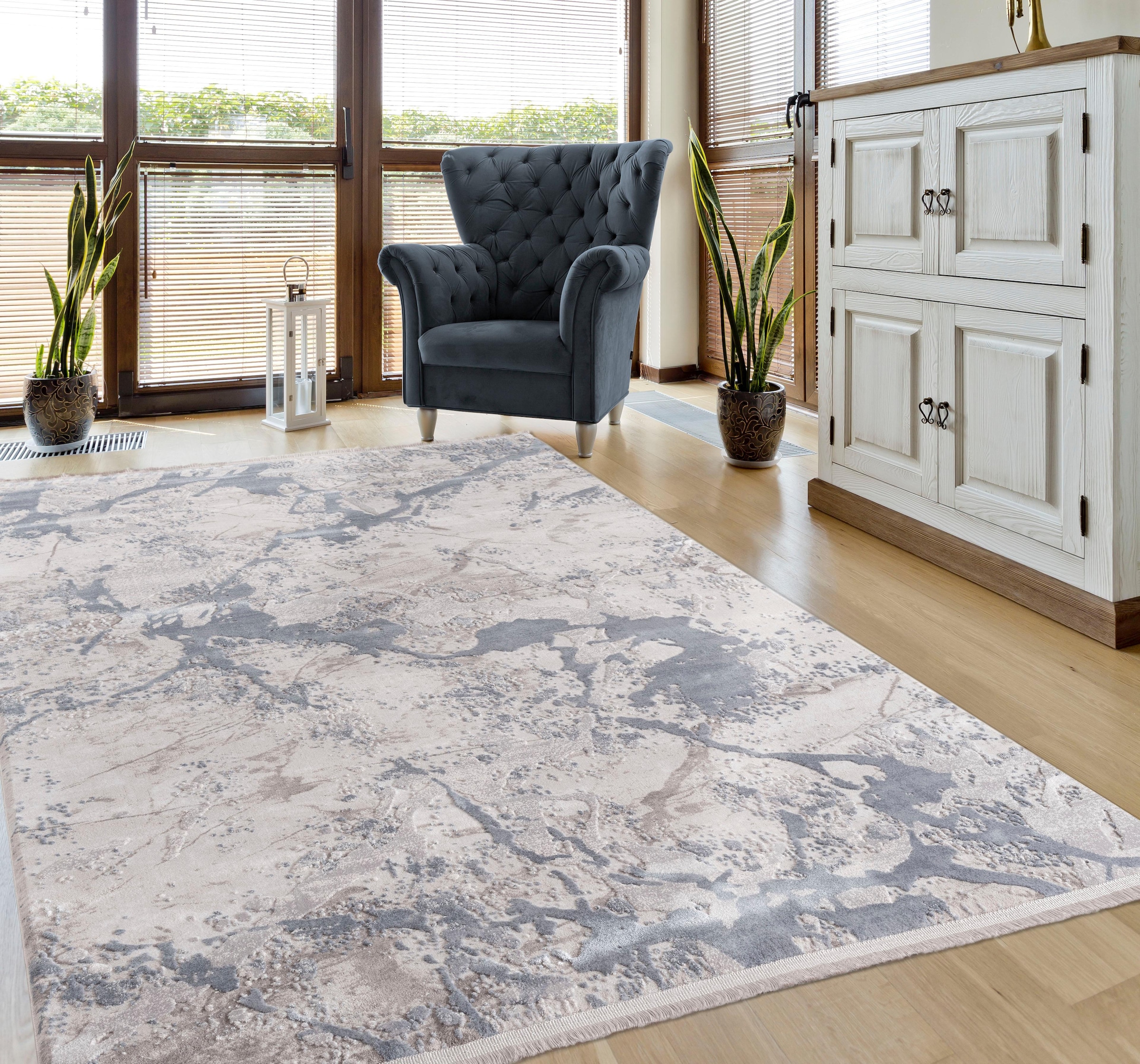 Image of Sanat Teppich "Resim 2064" rechteckig 12 mm Höhe Wohnzimmer, Kurzflor, Orient Optik
