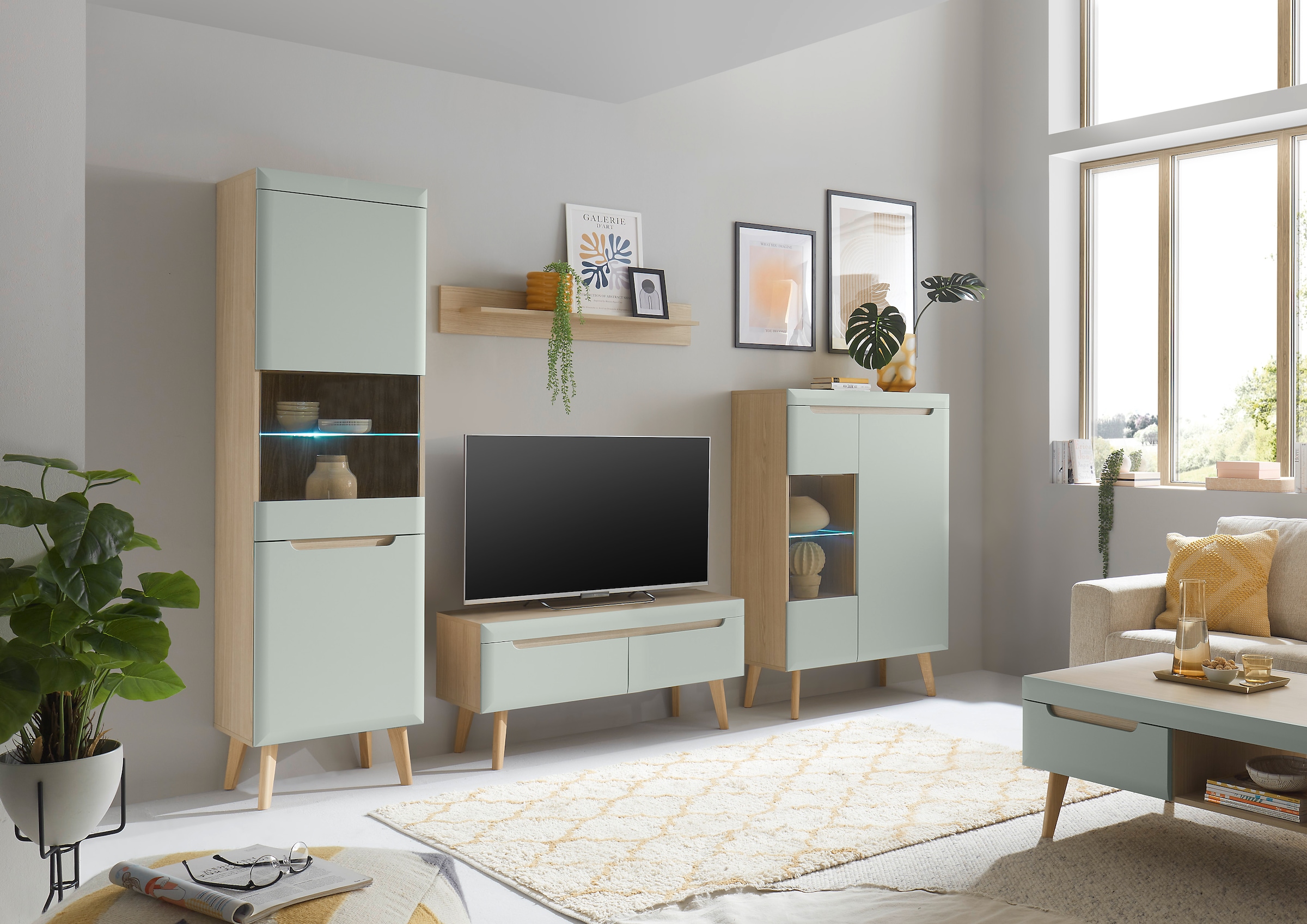 INOSIGN Lowboard »Torge, TV-Unterschrank, TV-Kommode, Fernsehschrank, TV-Board«, (1 St.), abgeschrägte Füsse, drei Farben, Scandi Design, 107 cm breit