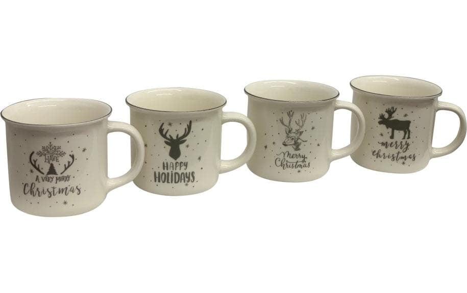 Tasse »Dameco XMAS 355 ml, 4 Stück, Weiss«, (4 tlg.)