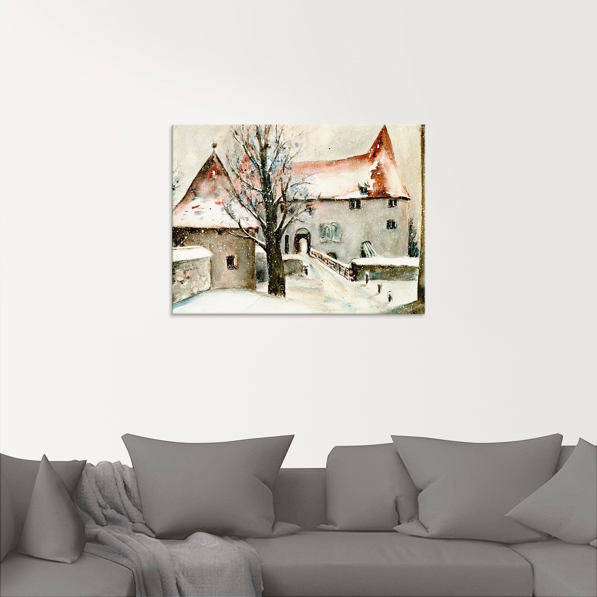 Artland Glasbild »Winter auf der Burg«, Gebäude, (1 St.), in verschiedenen Grössen