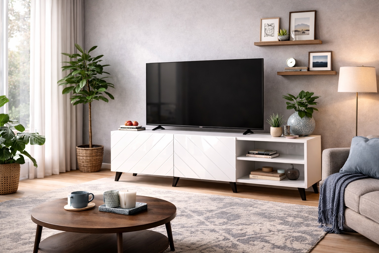 GOODproduct Table basse »HOLLY 1.5, TV-Board, TV-Kommode, TV-Schrank, TV-Unterschrank, TV-Möbel« Meuble TV moderne laqué brillant sans poignées, largeur 150 cm