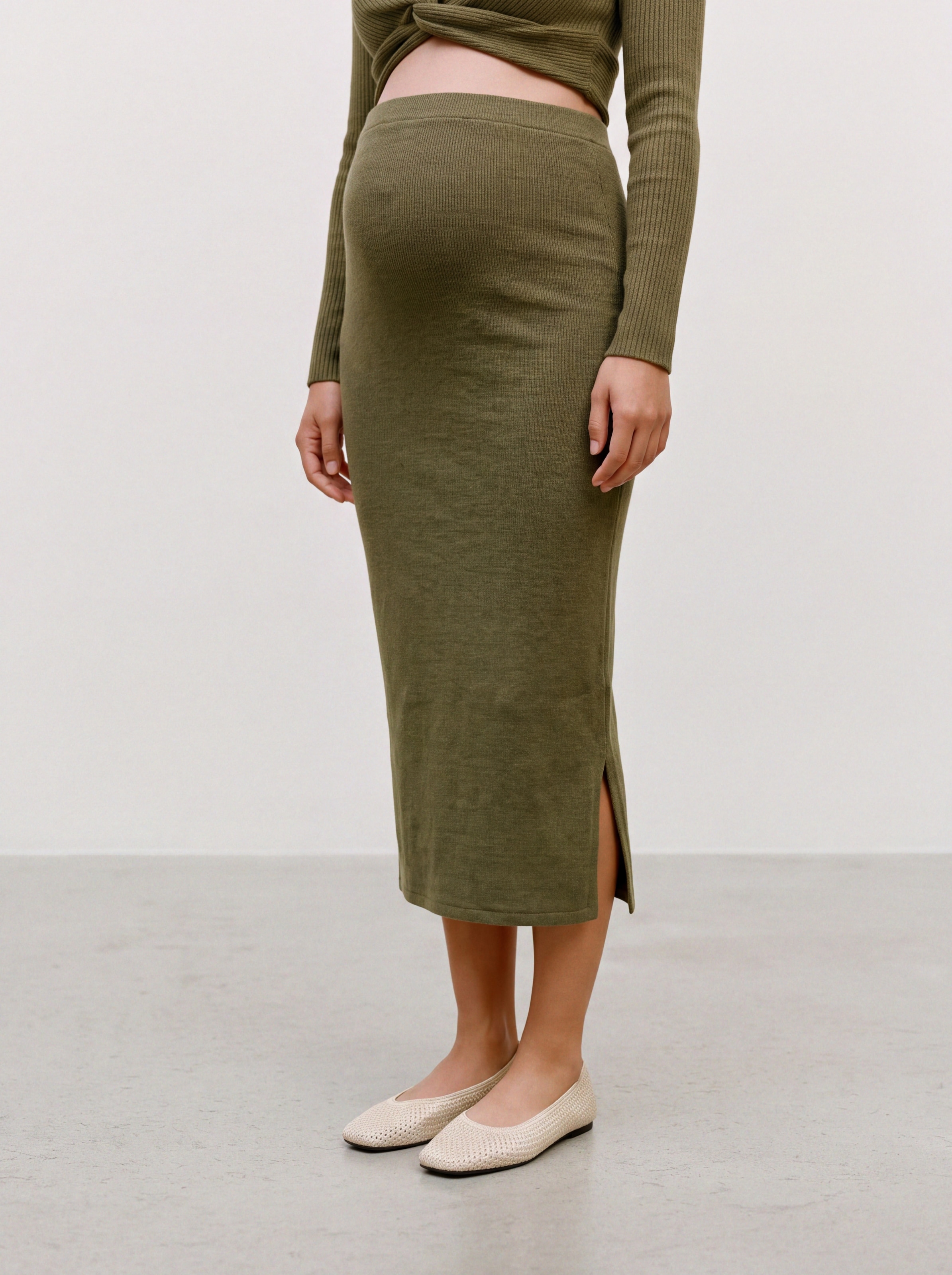 Image of Mamalicious Midirock "MLMELONI JRS MIDI SKIRT HW NOOS" Materialmix, High Waist