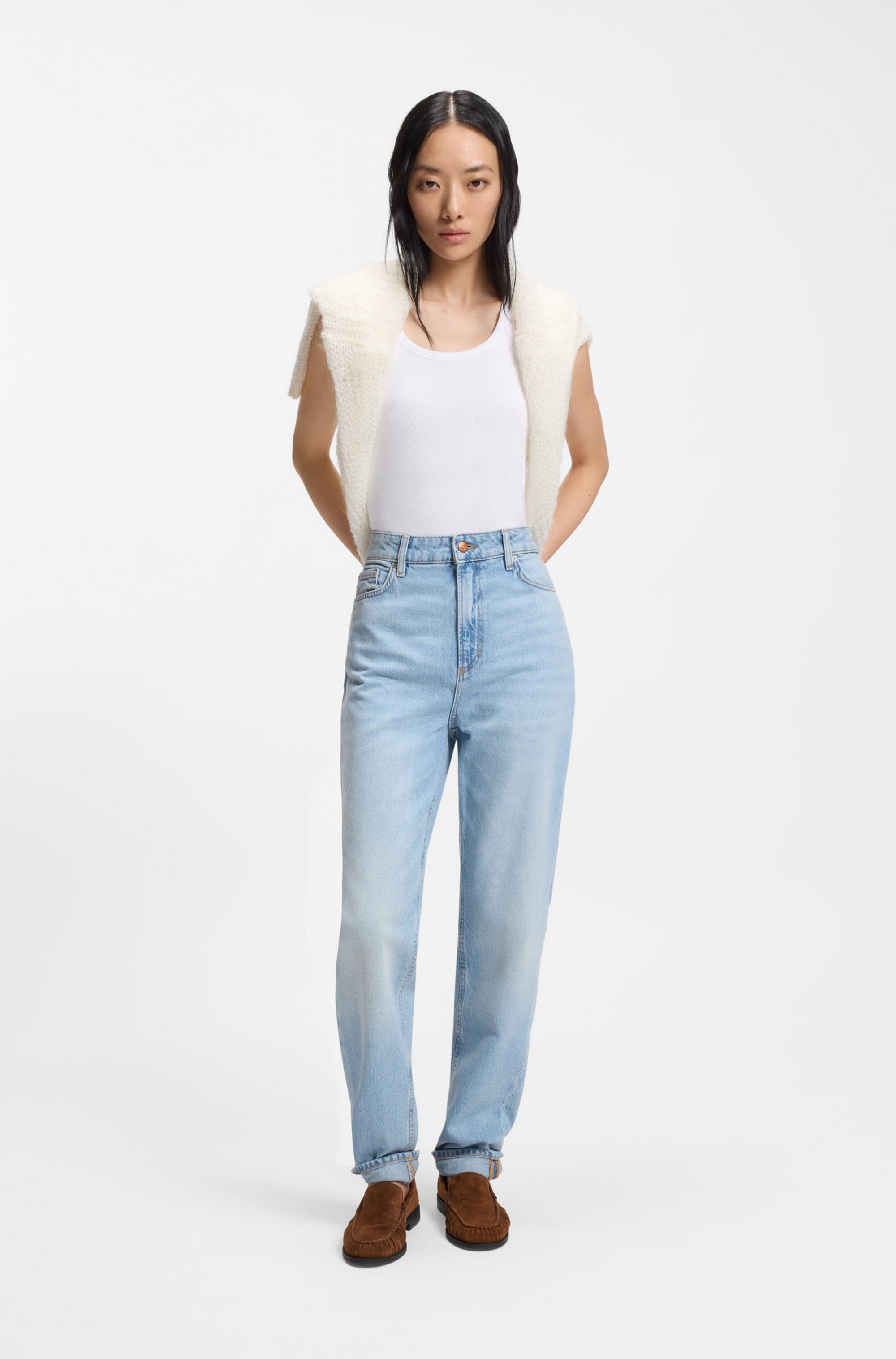 BOSS ORANGE Ripptanktop »Epetite Premium Damenmode« Slim Fit mit Logostickerei