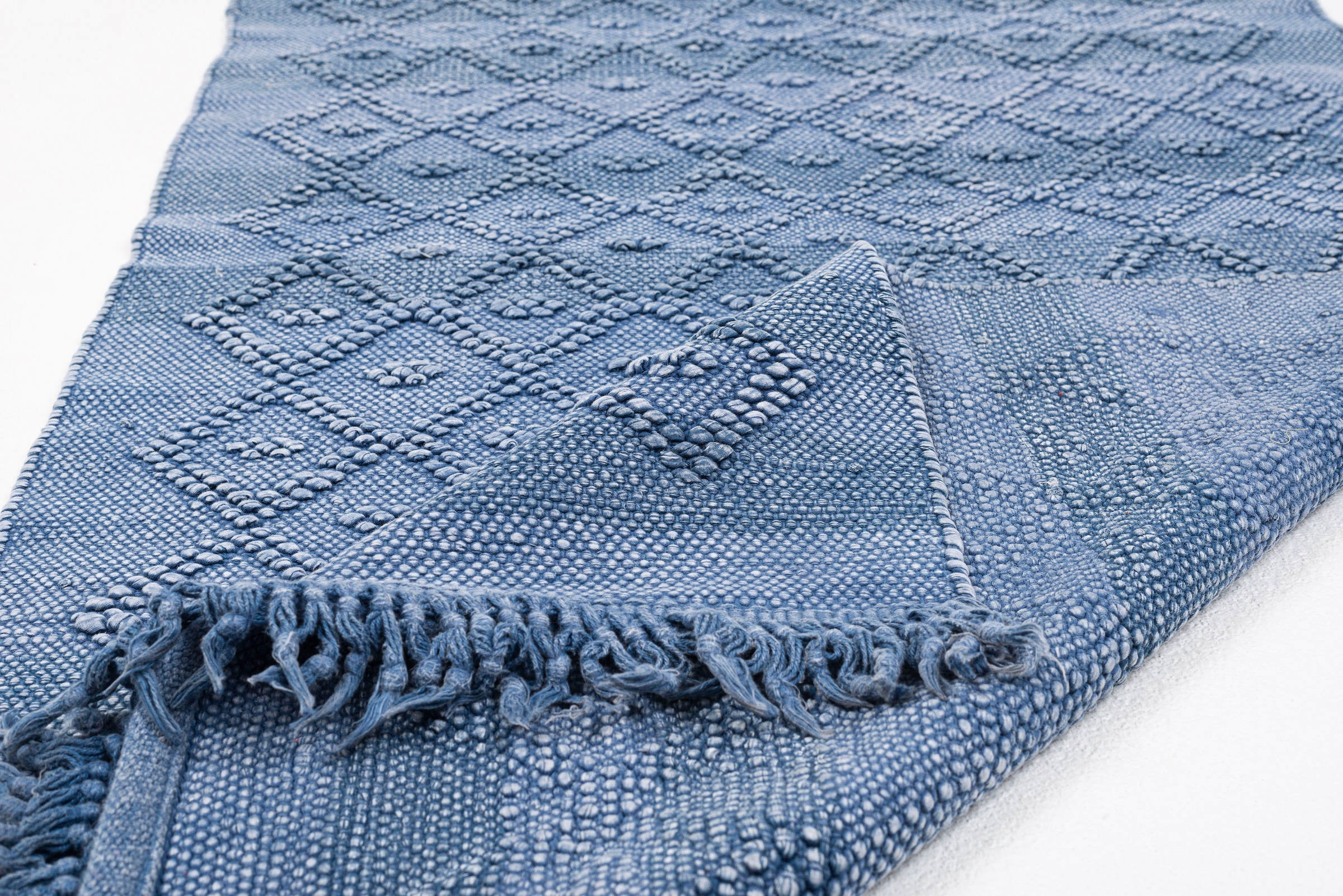 TOM TAILOR HOME Badematte »Vintage Wash«, fussbodenheizungsgeeignet, Badteppich, Uni Farben, Rauten Muster, mit Fransen, reine Baumwolle
