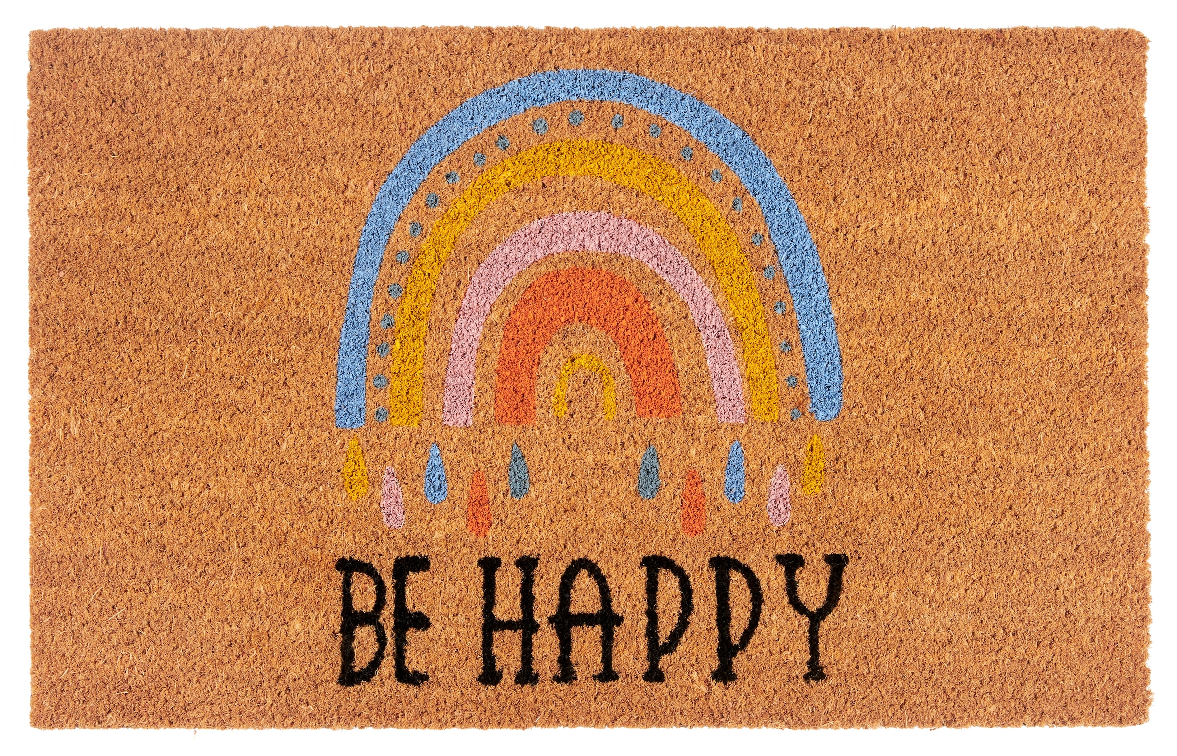 Image of HANSE Home Fussmatte "Kokos Be Happy, Türmatte" rechteckig 15 mm Höhe Schmutzfangmatte, Rutschfest, Outdoor, Innen, Aussen, Kokosmatte, Flur