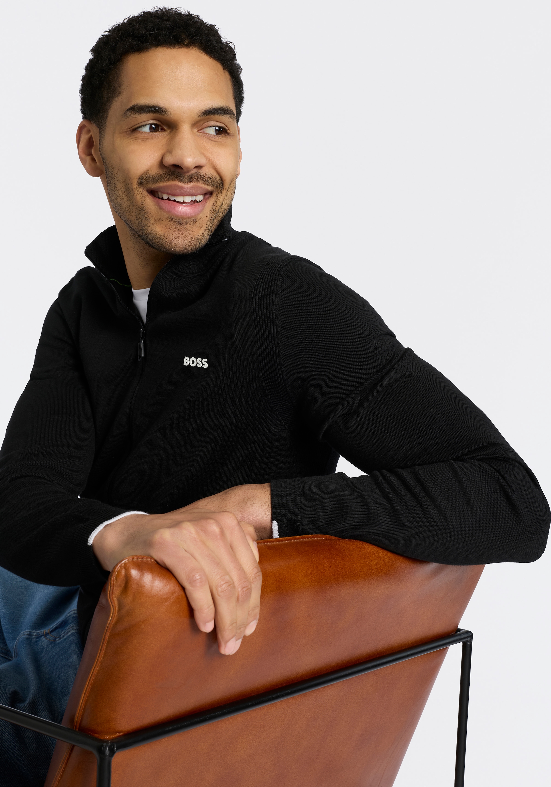 BOSS GREEN Veste en tricot »Ever-X« mit Stehkragen, regular fit