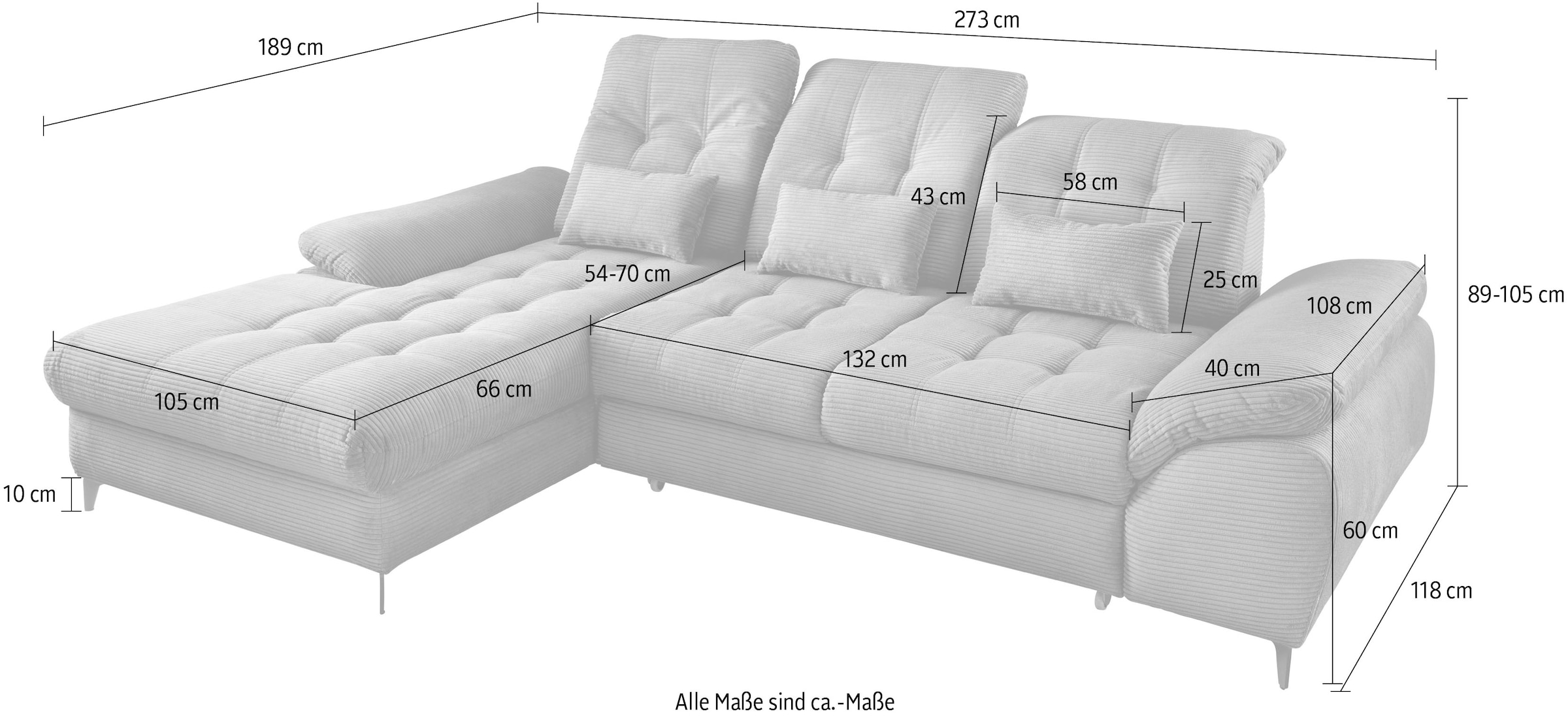 Home affaire Canapé d'angle »Lazio modern und bequem, schmale Armlehnen, tolle Detailverarbeitung« zwei verschiedene Fussfarben wählbar