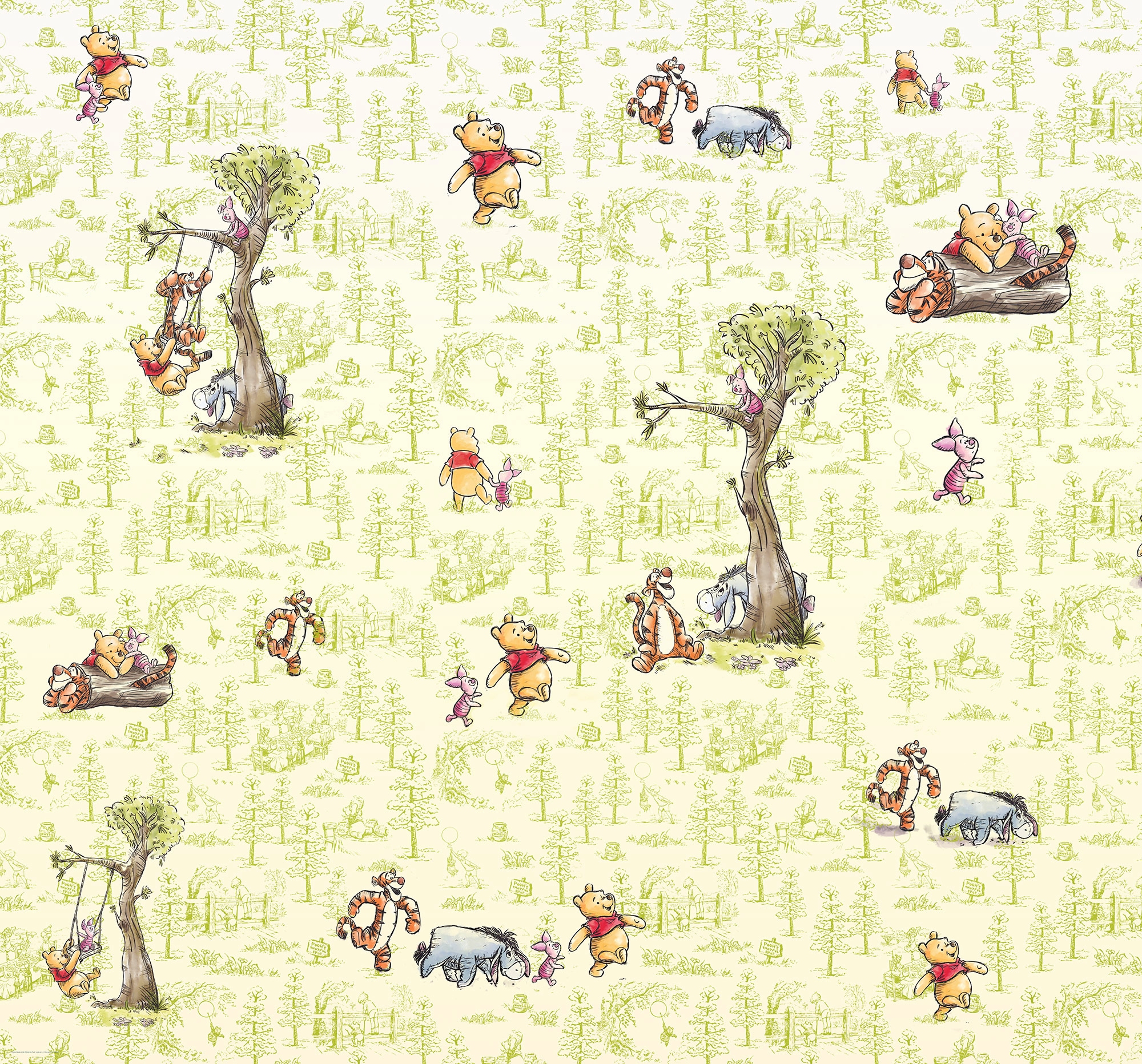 Image of Komar Vliestapete "Digitaldruck Vlies - Winnie the Pooh Friends - Grösse 300 x 280 cm" bedruckt glatt Kinderzimmer
