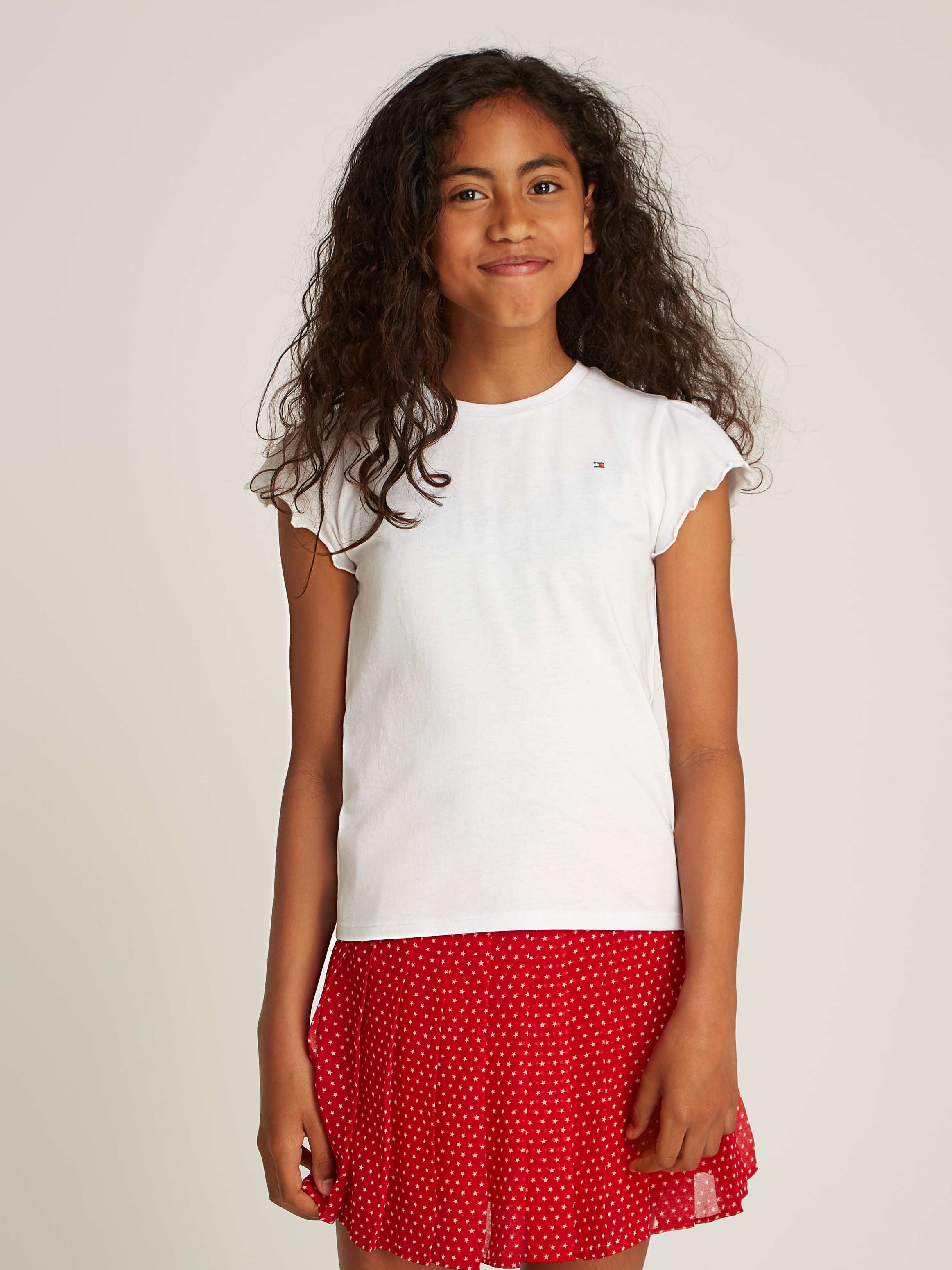 Tommy Hilfiger T-Shirt »ESSENTIAL RUFFLE SLEEVE TOP« mit gewelltem Ärmelabschluss