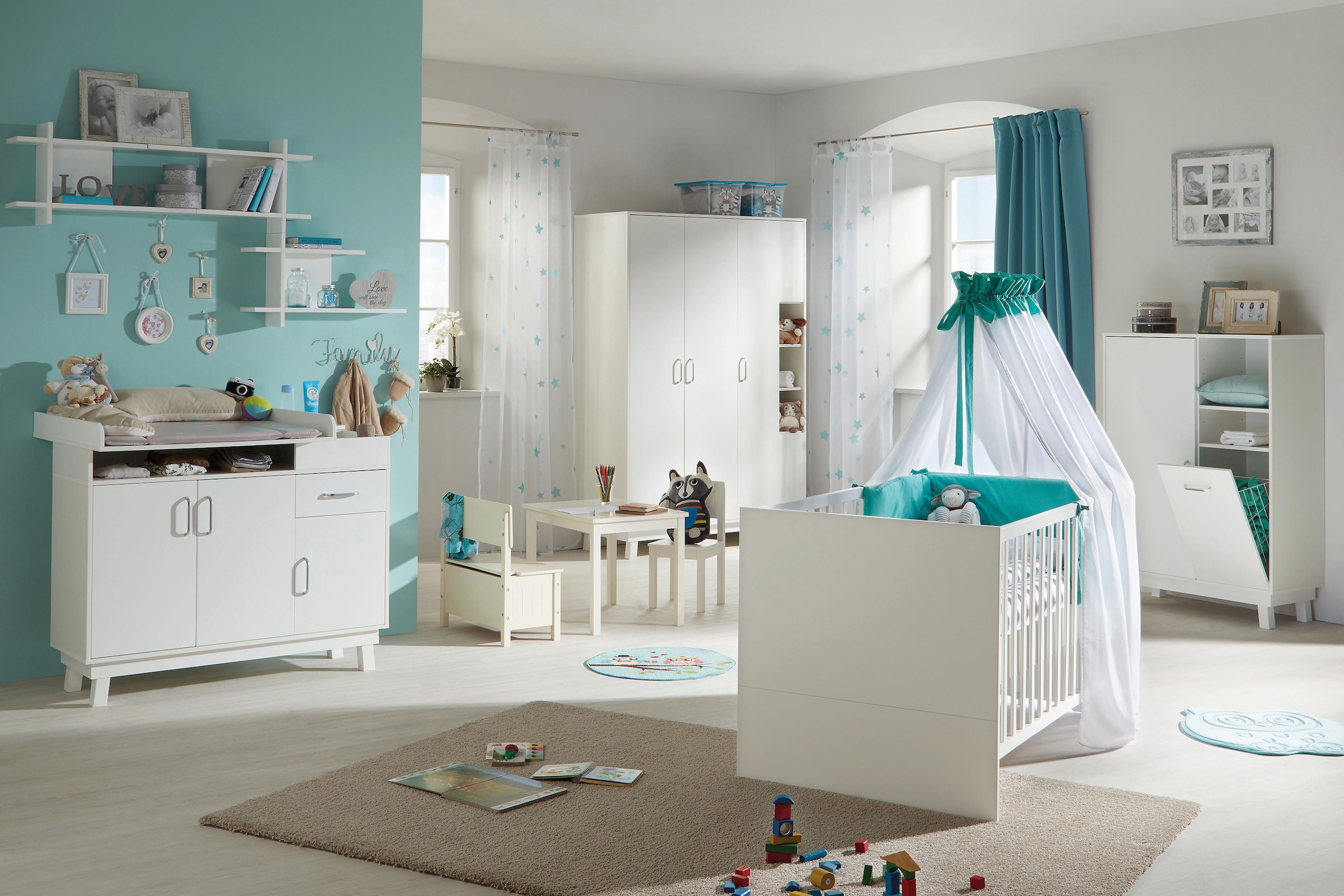 Babyzimmer-Komplettset »Nordic, weiss«, (Set, 3 St., Kinderbett, Wickelkommode,...
