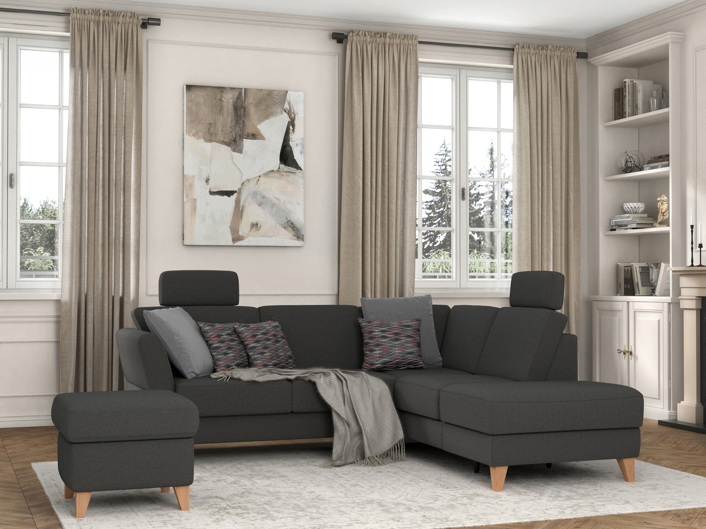 sit&more Ecksofa »Visby L-Form«, Wahlweise mit Bettfunktion und Stauraum, frei im Raum stellbar