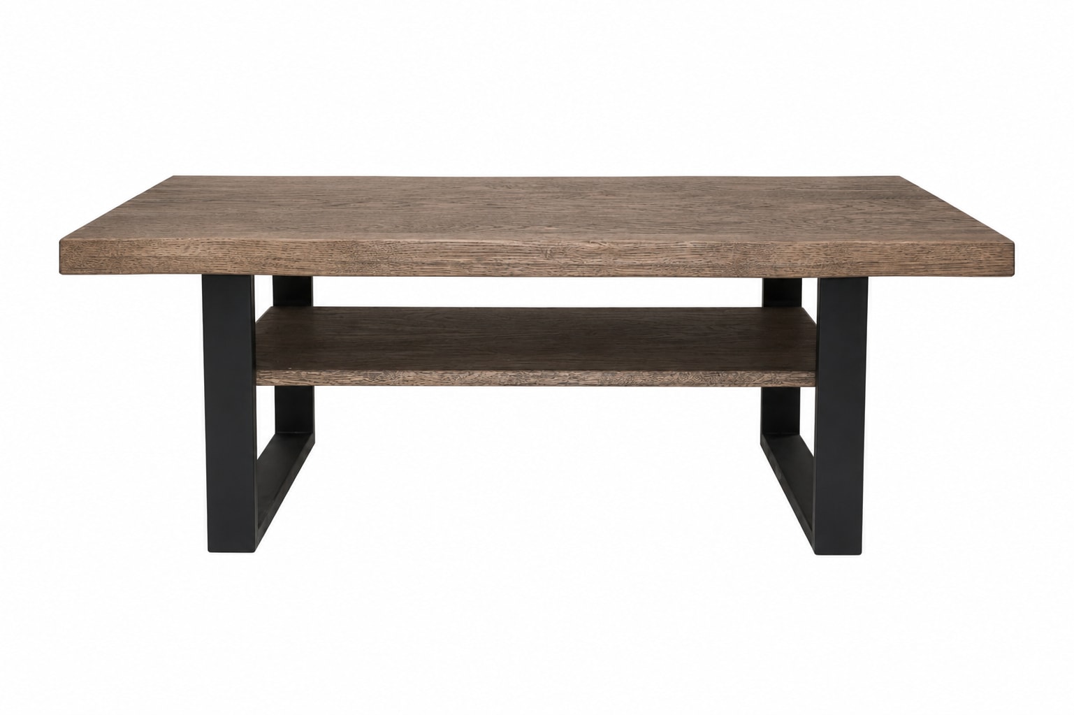 GOODproduct Couchtisch »Svalbard, Wohnzimmertisch, Sofatisch, Beistelltisch, Kaffeetisch« Wildeiche geölt Natur/Smoke, Baumkante, Metallgestell