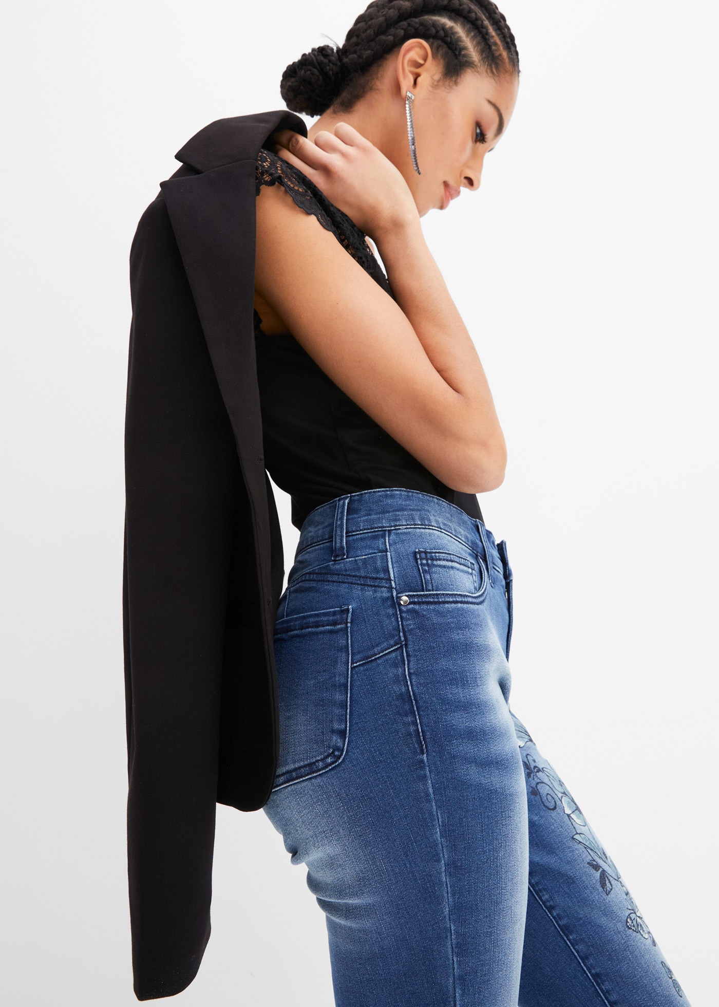 bonprix Caprijeans figurbetonte Passform, Skinny Fit, mit Elasthan-Anteil