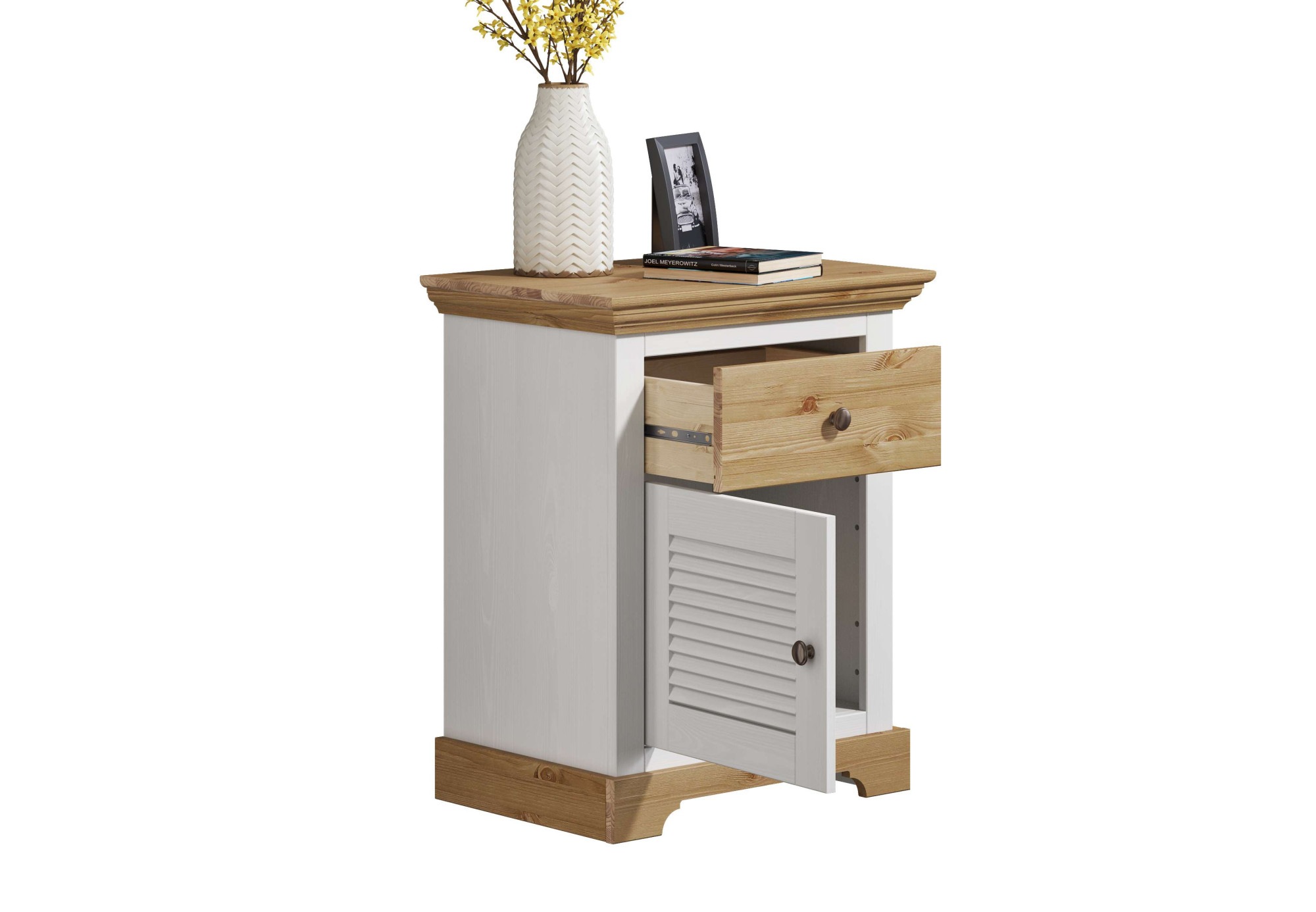 GOODproduct Nachtkommode »Rauna, Landhausstil, edles Design mit Lamellen und Kassetten, 2 Farben« B/H/T  56/69/39cm,  FSC® zertifiziertes Kieferholz, massive Qualität mit viel Stauraum